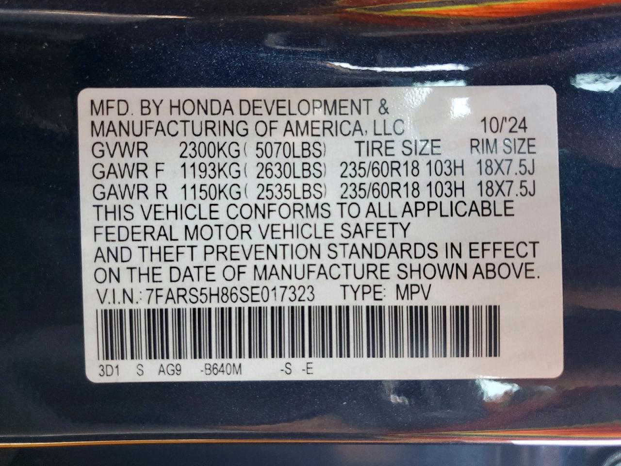 2025 Honda Cr-v Sport-l Blue vin: 7FARS5H86SE017323