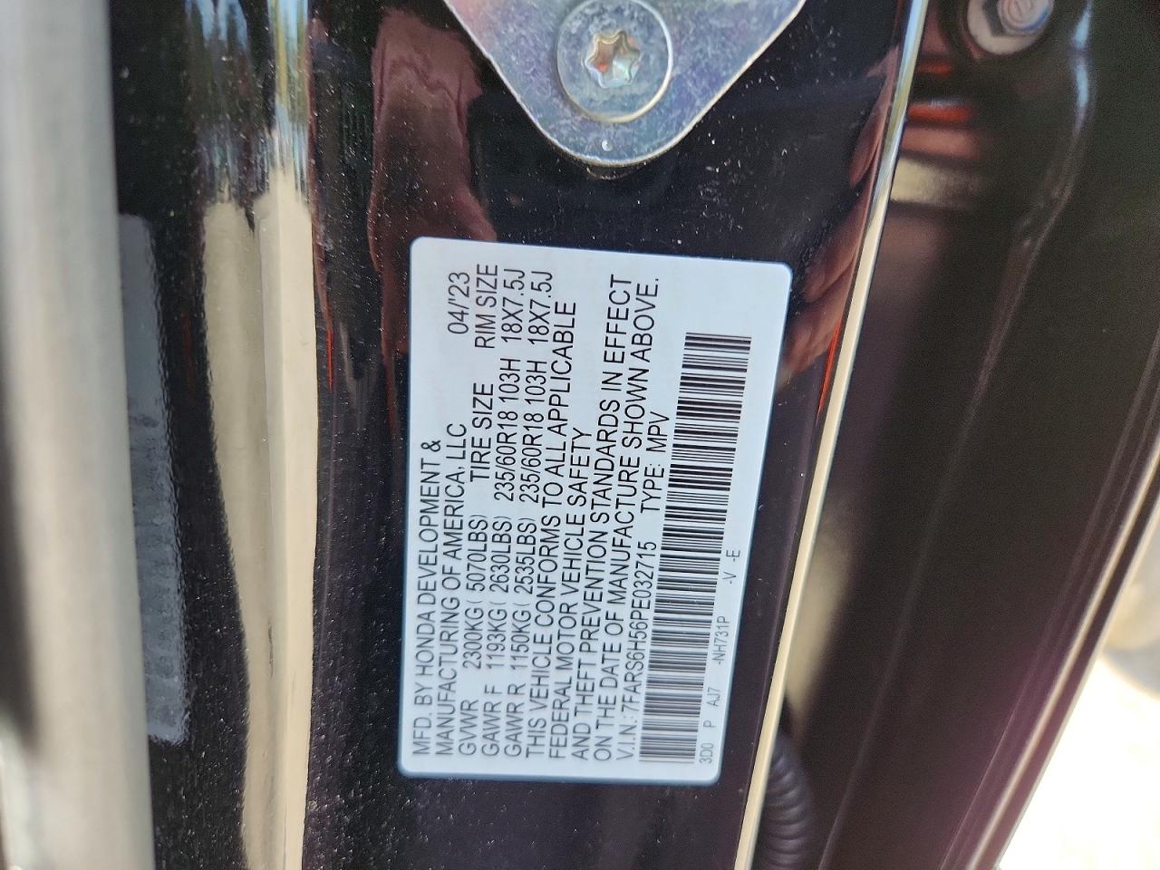 2023 Honda Cr-v Sport Black vin: 7FARS6H56PE032715