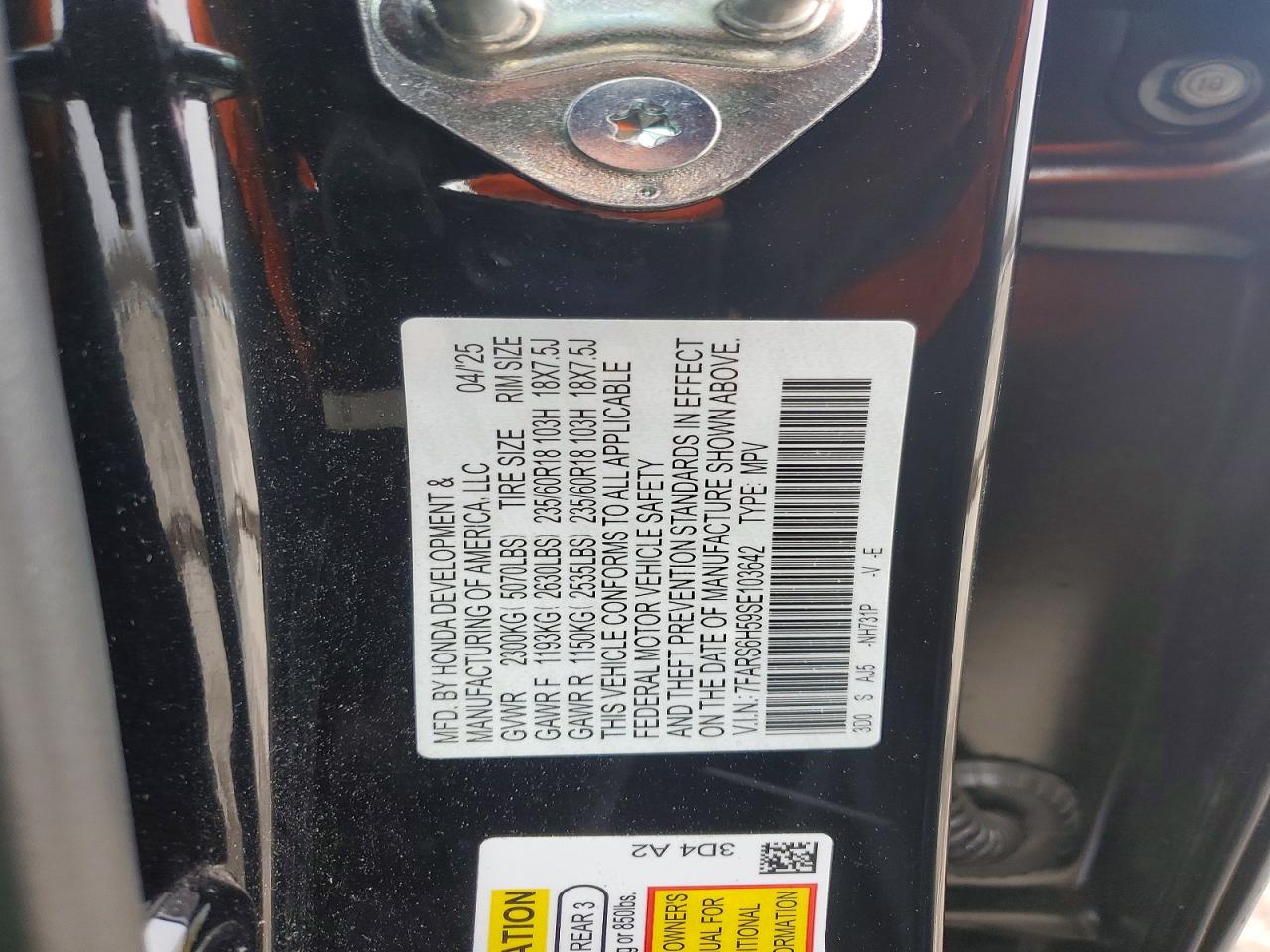 2025 Honda Cr-v Sport Black vin: 7FARS6H59SE103642