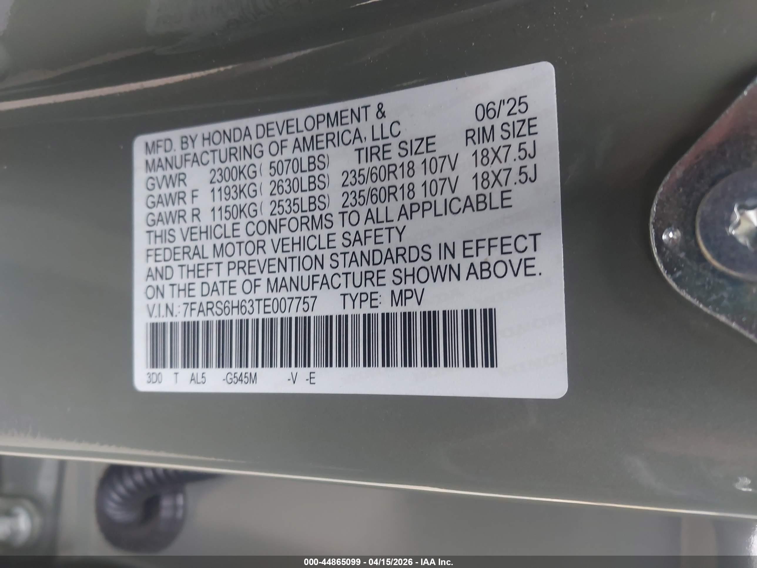 2026 Honda Cr-v Hybrid Awd Trailsport Green vin: 7FARS6H63TE007757