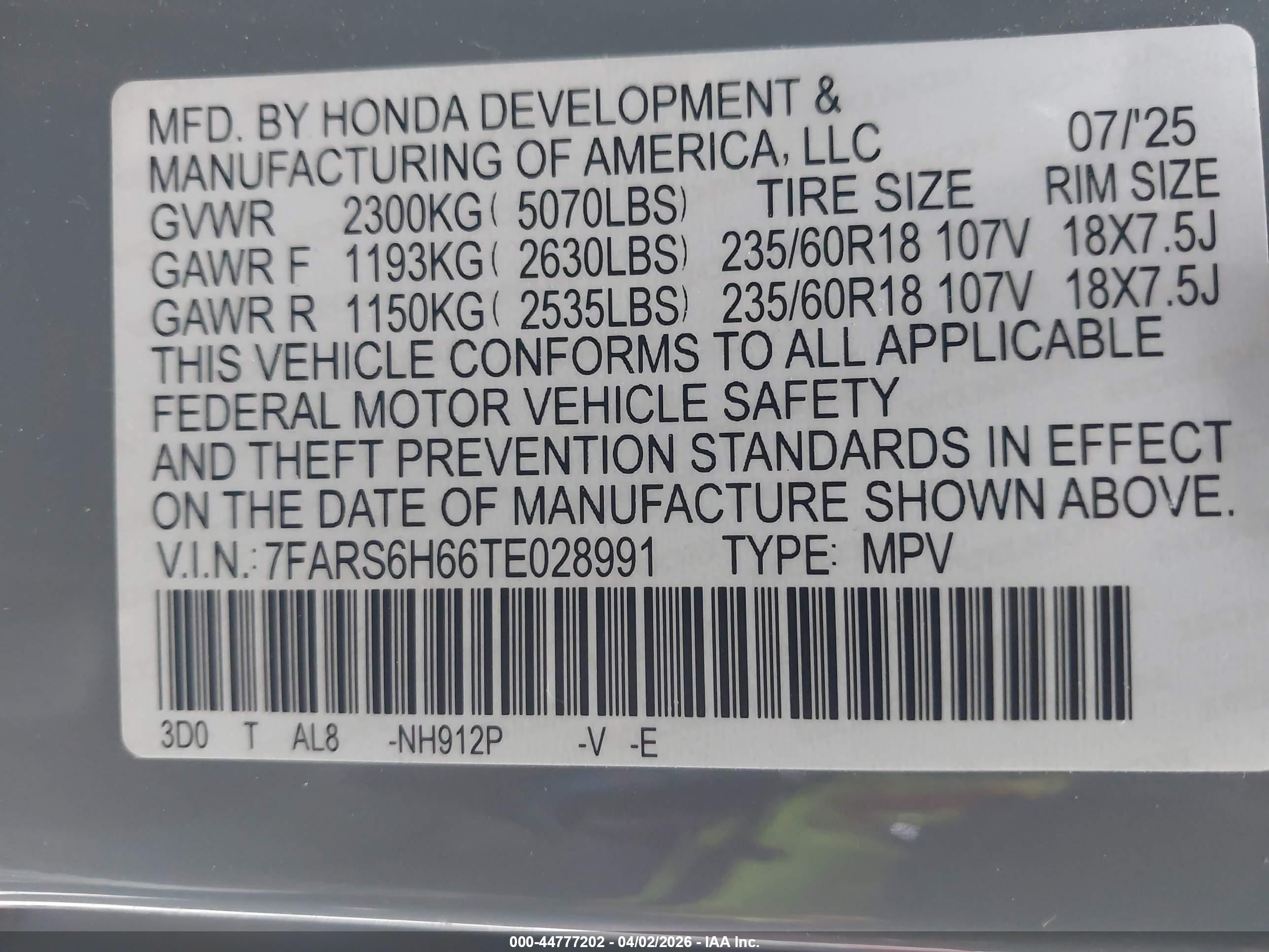 2026 Honda Cr-v Hybrid Awd Trailsport Серый vin: 7FARS6H66TE028991