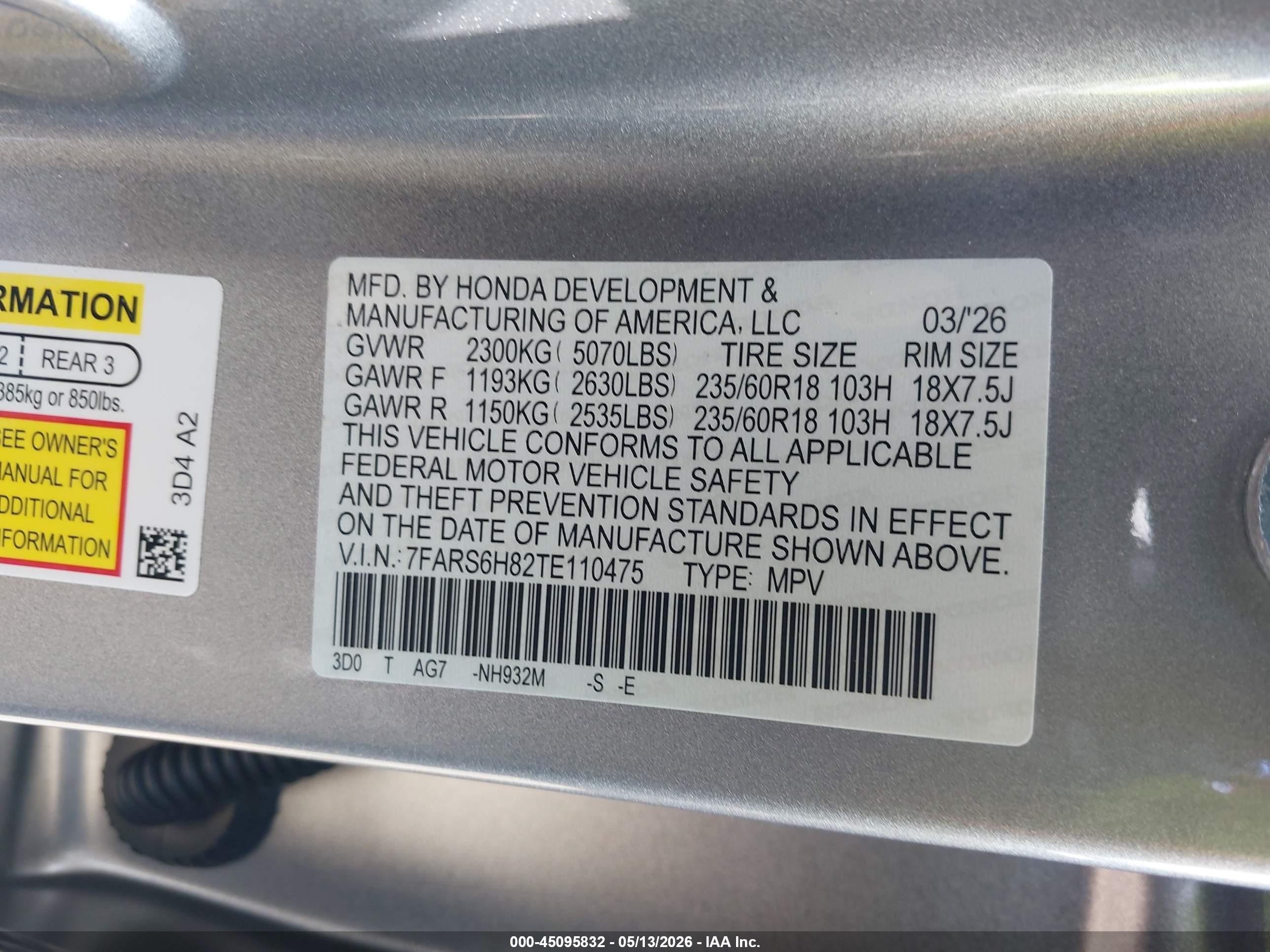 2026 Honda Cr-v Hybrid Awd Sport-l Silver vin: 7FARS6H82TE110475