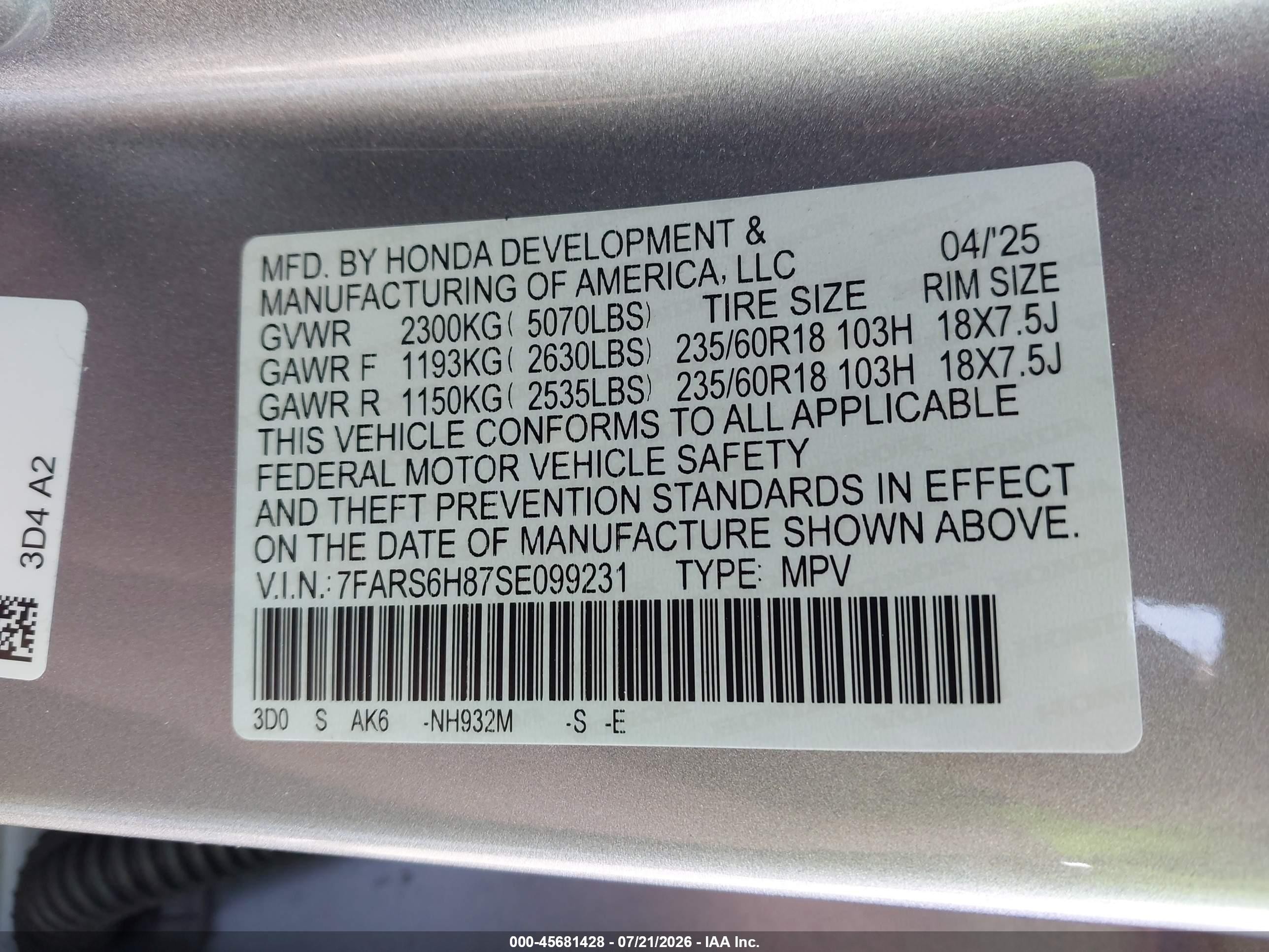 2025 Honda Cr-v Hybrid Sport-l Silver vin: 7FARS6H87SE099231