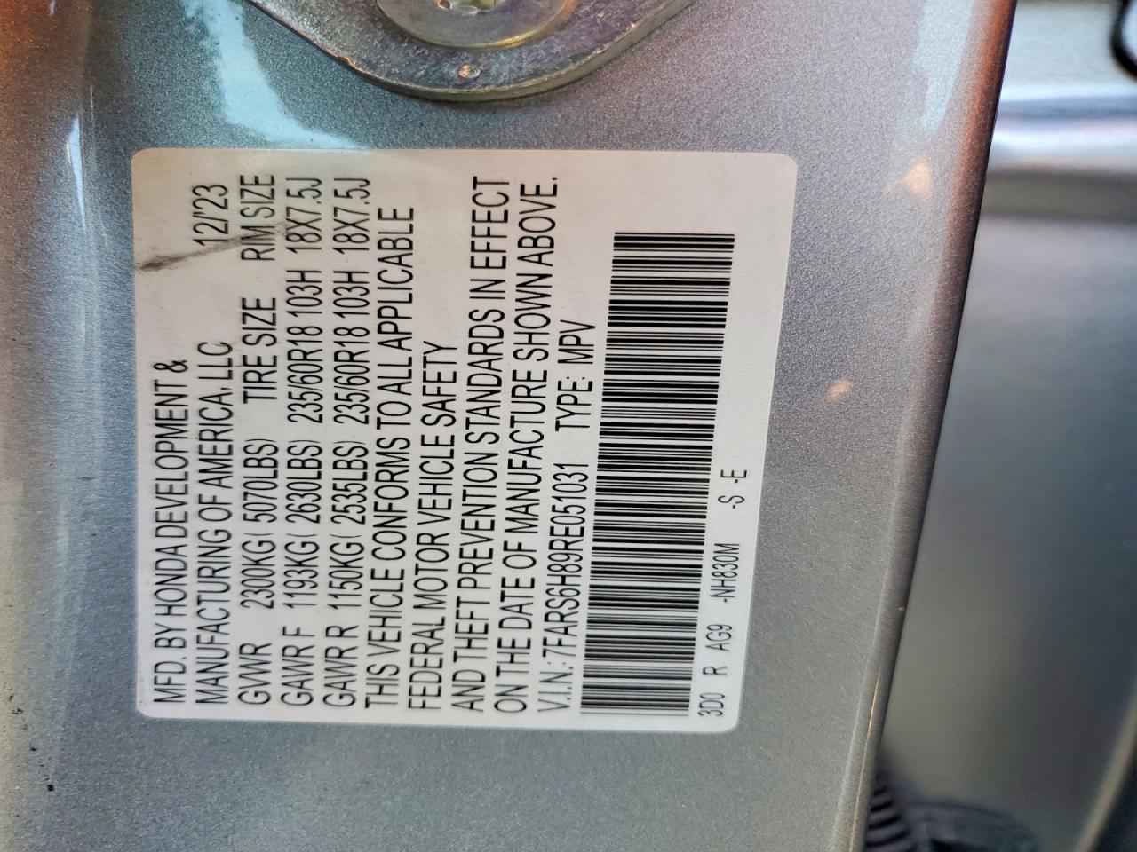 2024 Honda Cr-v Sport-l Silver vin: 7FARS6H89RE051031