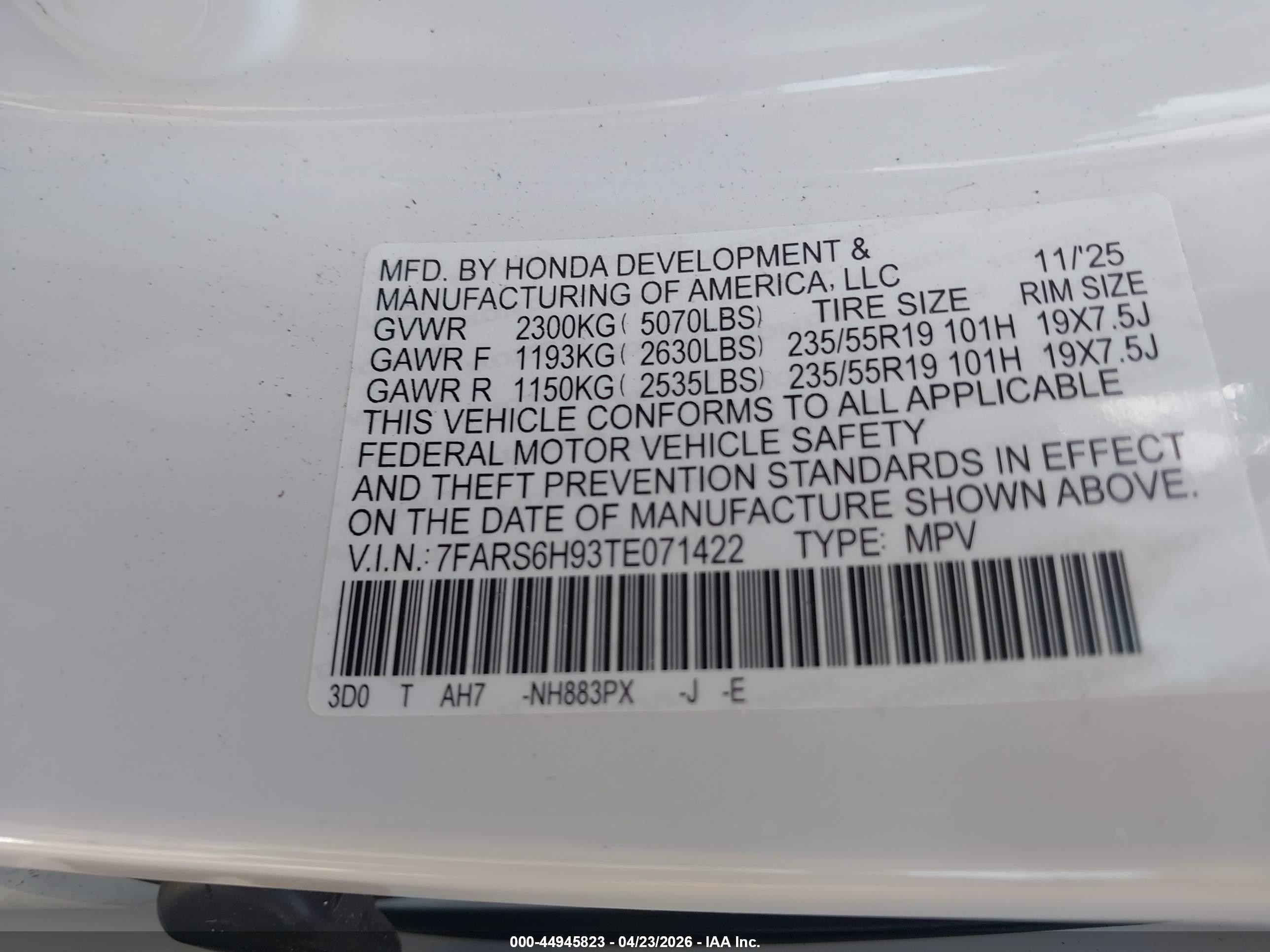 2026 Honda Cr-v Hybrid Awd Sport Touring White vin: 7FARS6H93TE071422