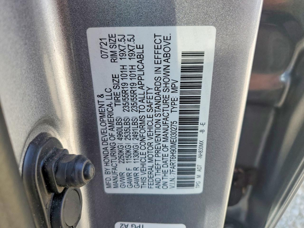 2021 Honda Cr-v Touring Silver vin: 7FART6H90ME030275