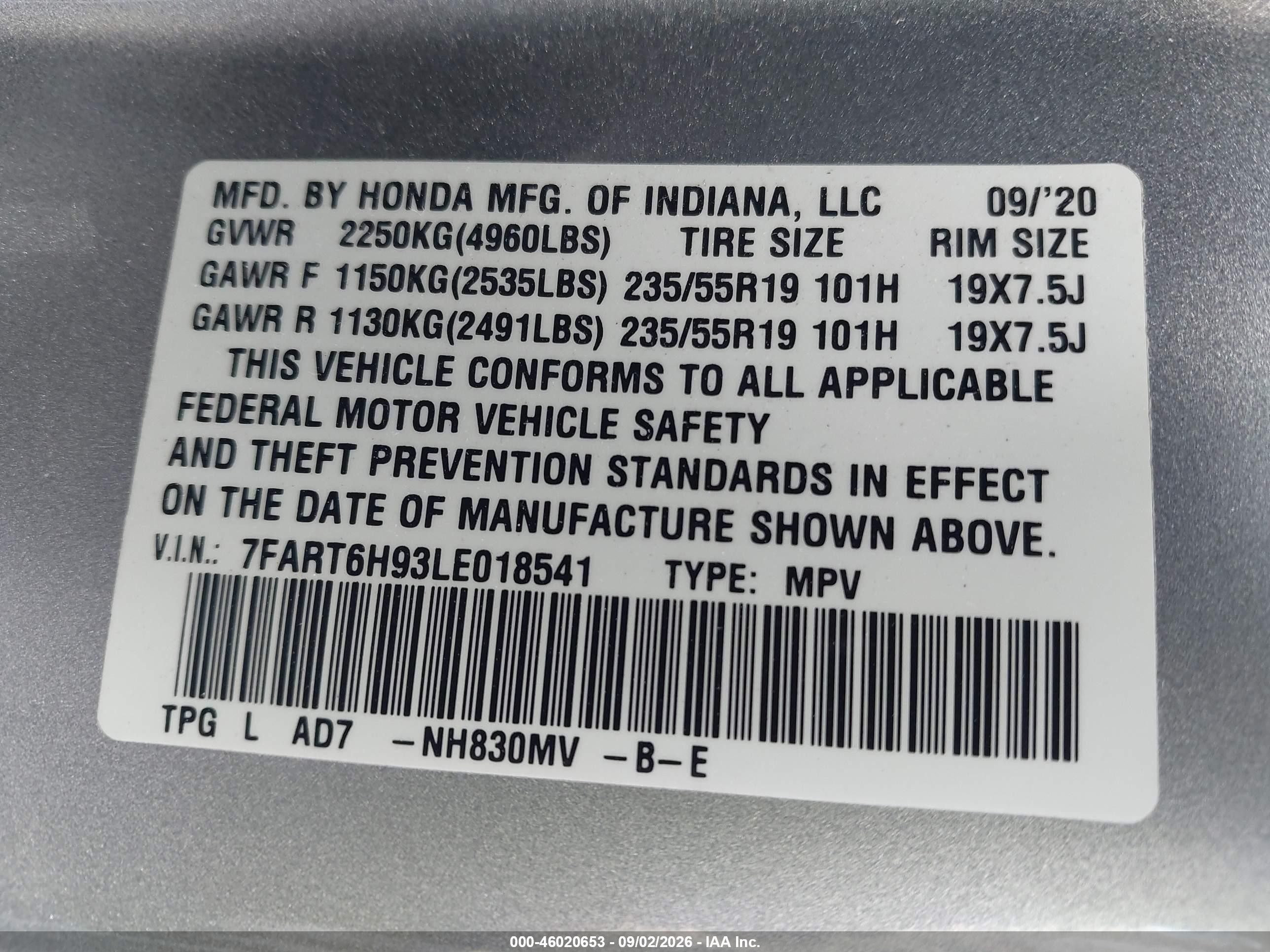 2020 Honda Cr-v Hybrid Touring Silver vin: 7FART6H93LE018541