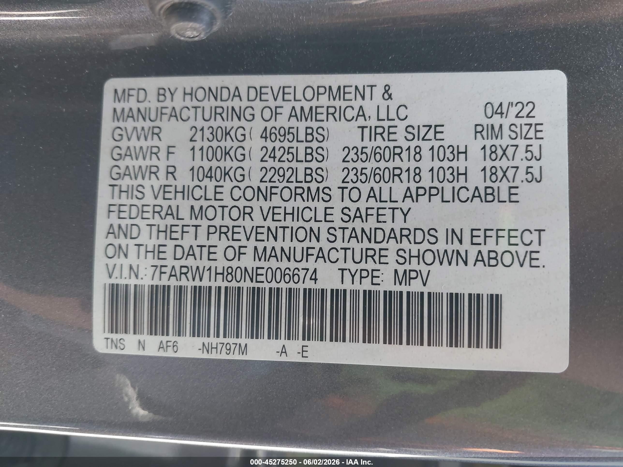 2022 Honda Cr-v 2wd Ex-l Gray vin: 7FARW1H80NE006674