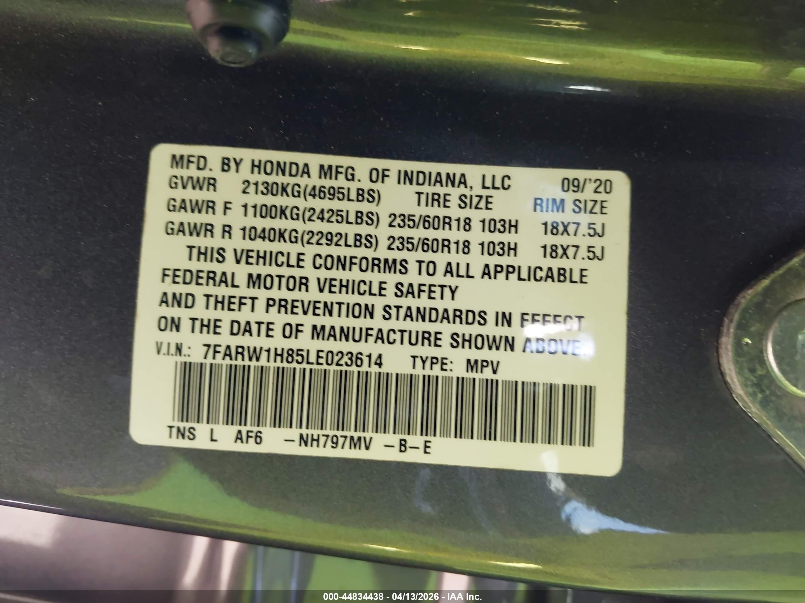 2020 Honda Cr-v 2wd Ex-l Gray vin: 7FARW1H85LE023614