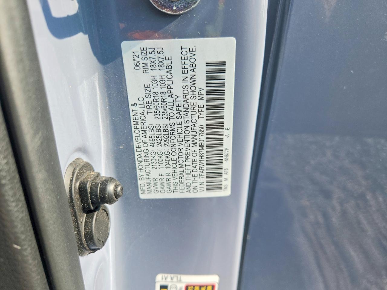 2021 Honda Cr-v Exl Gray vin: 7FARW1H87ME017850