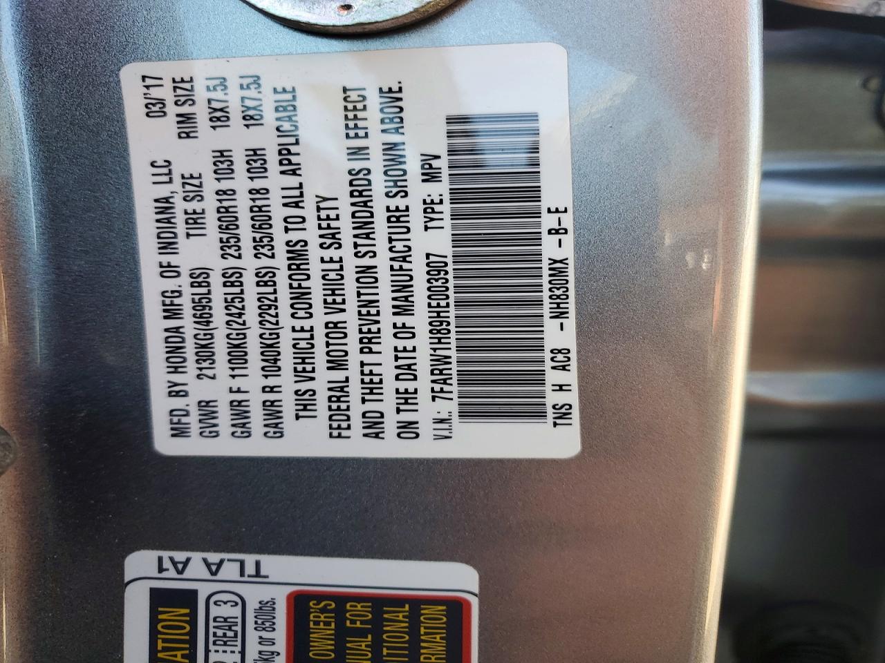 2017 Honda Cr-v Exl Silver vin: 7FARW1H89HE003907