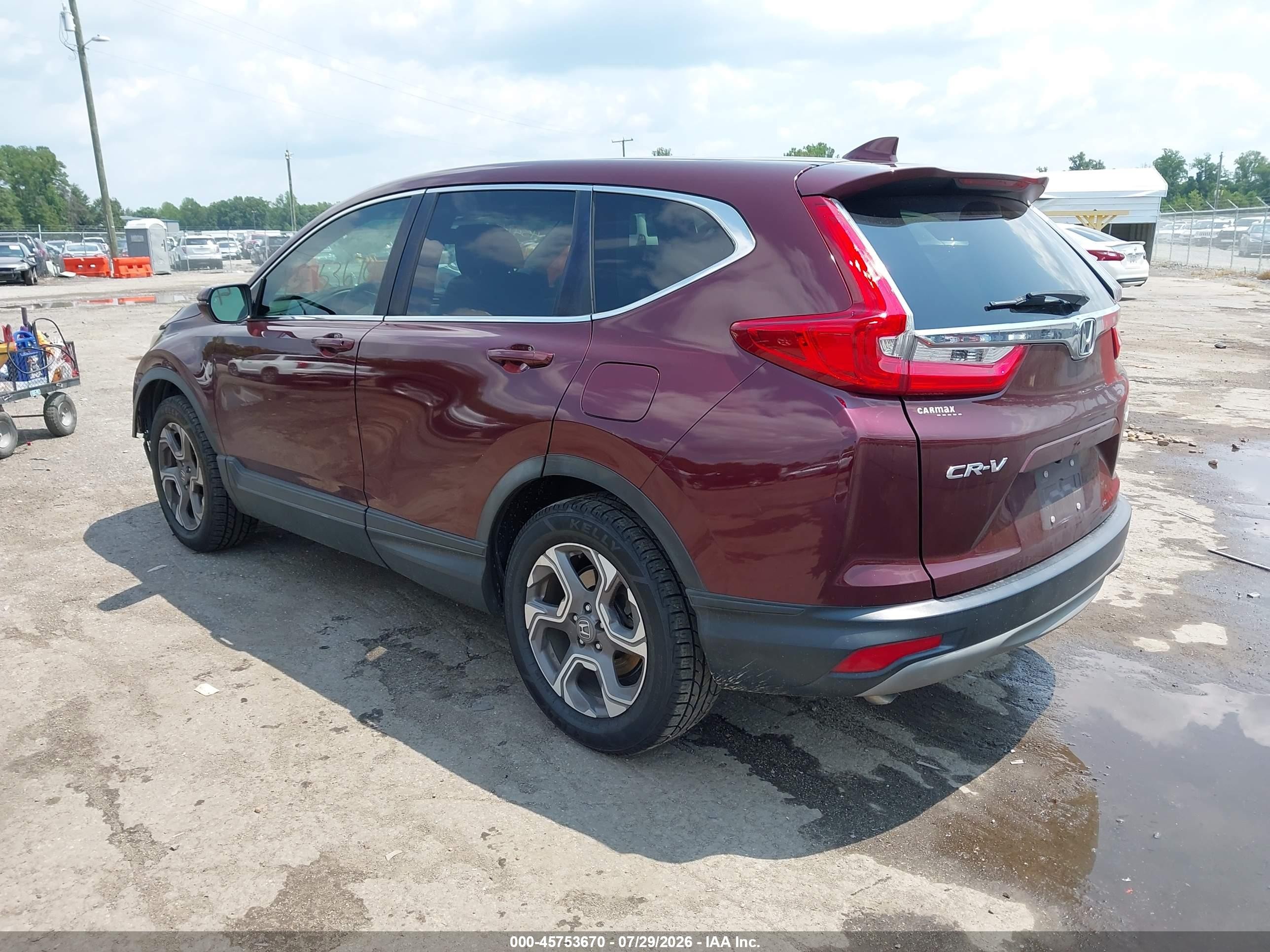 2019 Honda Cr-v Ex Burgundy vin: 7FARW2H50KE027628