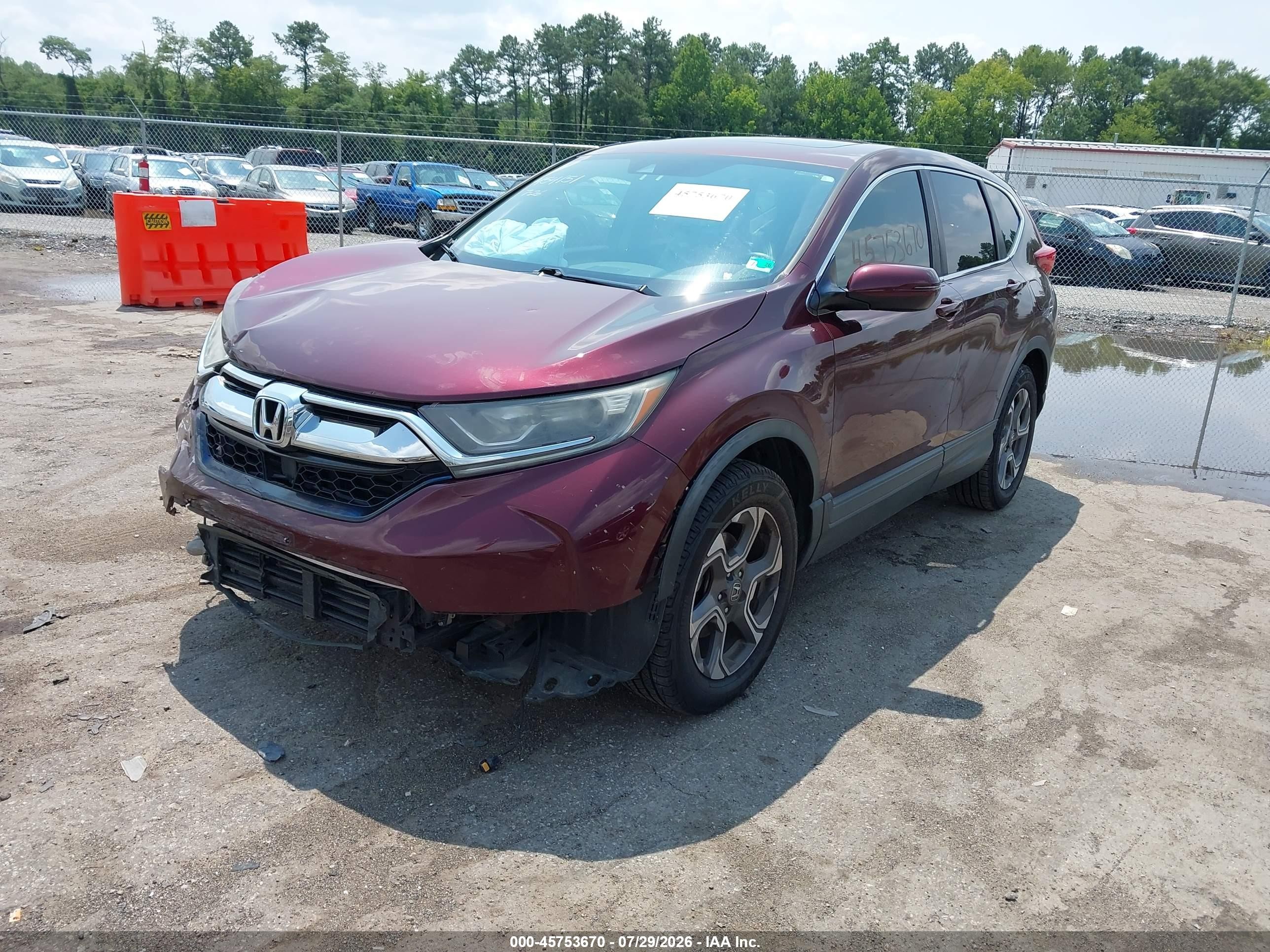 2019 Honda Cr-v Ex Burgundy vin: 7FARW2H50KE027628