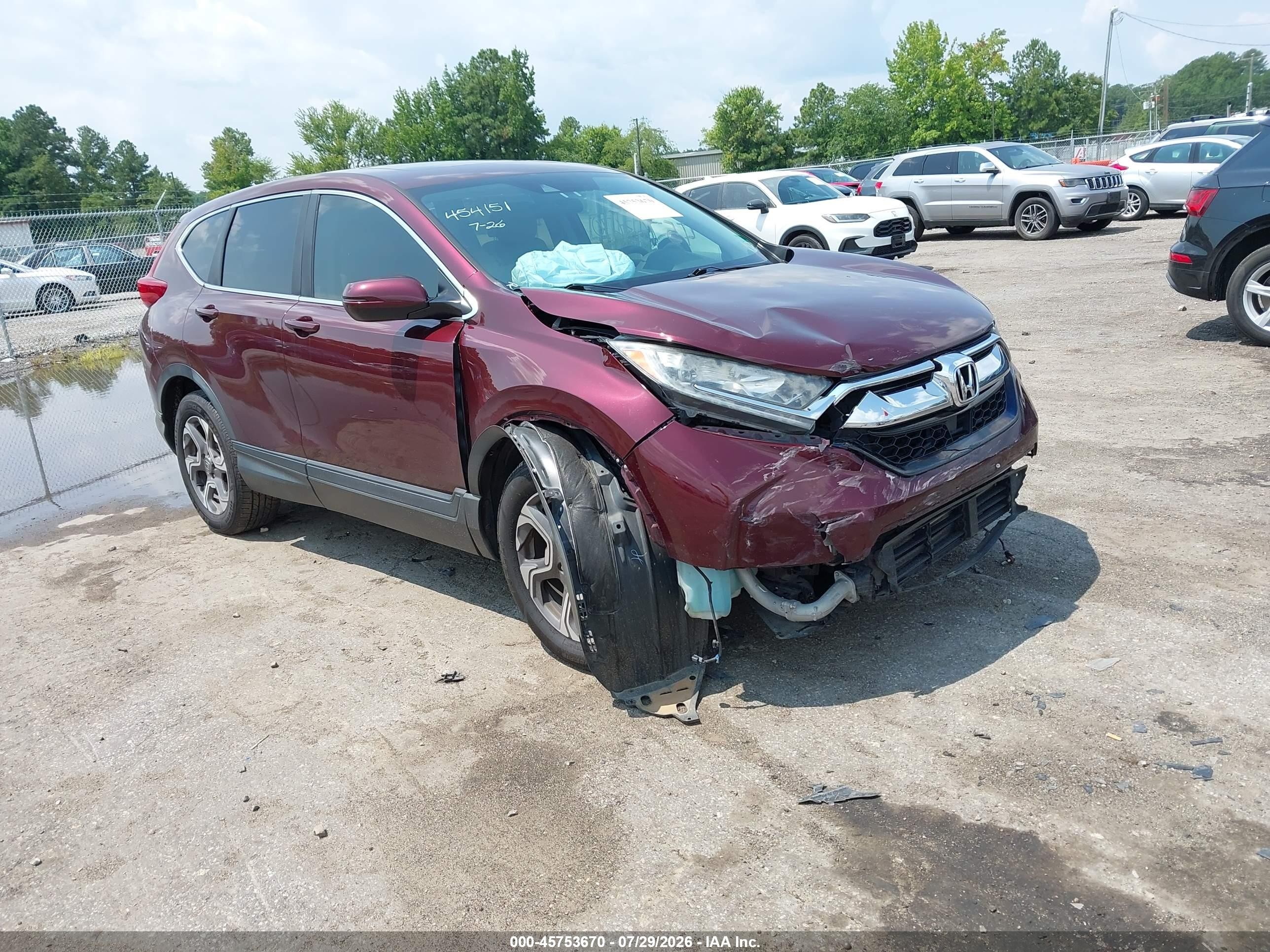 2019 Honda Cr-v Ex Burgundy vin: 7FARW2H50KE027628