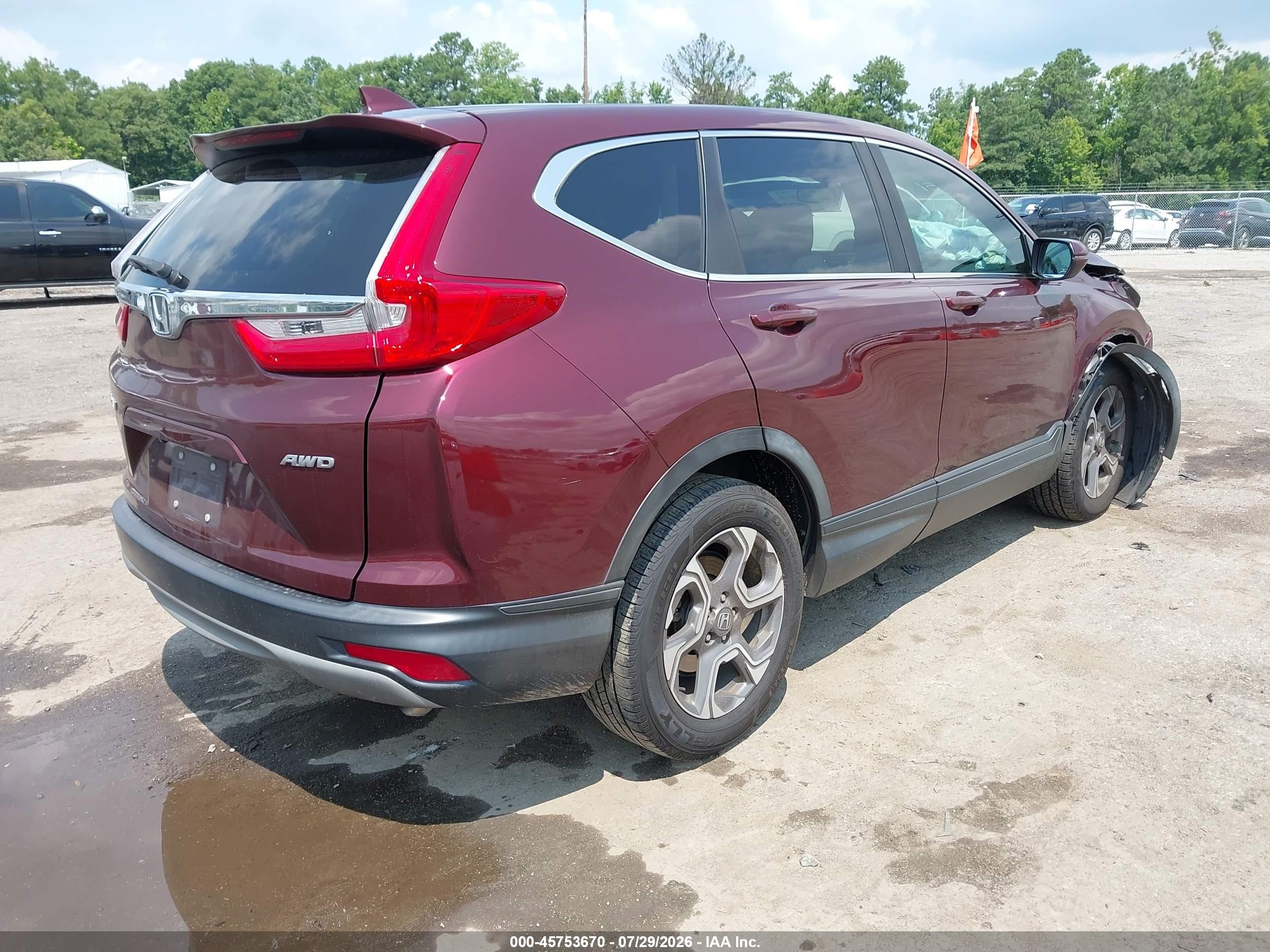 2019 Honda Cr-v Ex Burgundy vin: 7FARW2H50KE027628