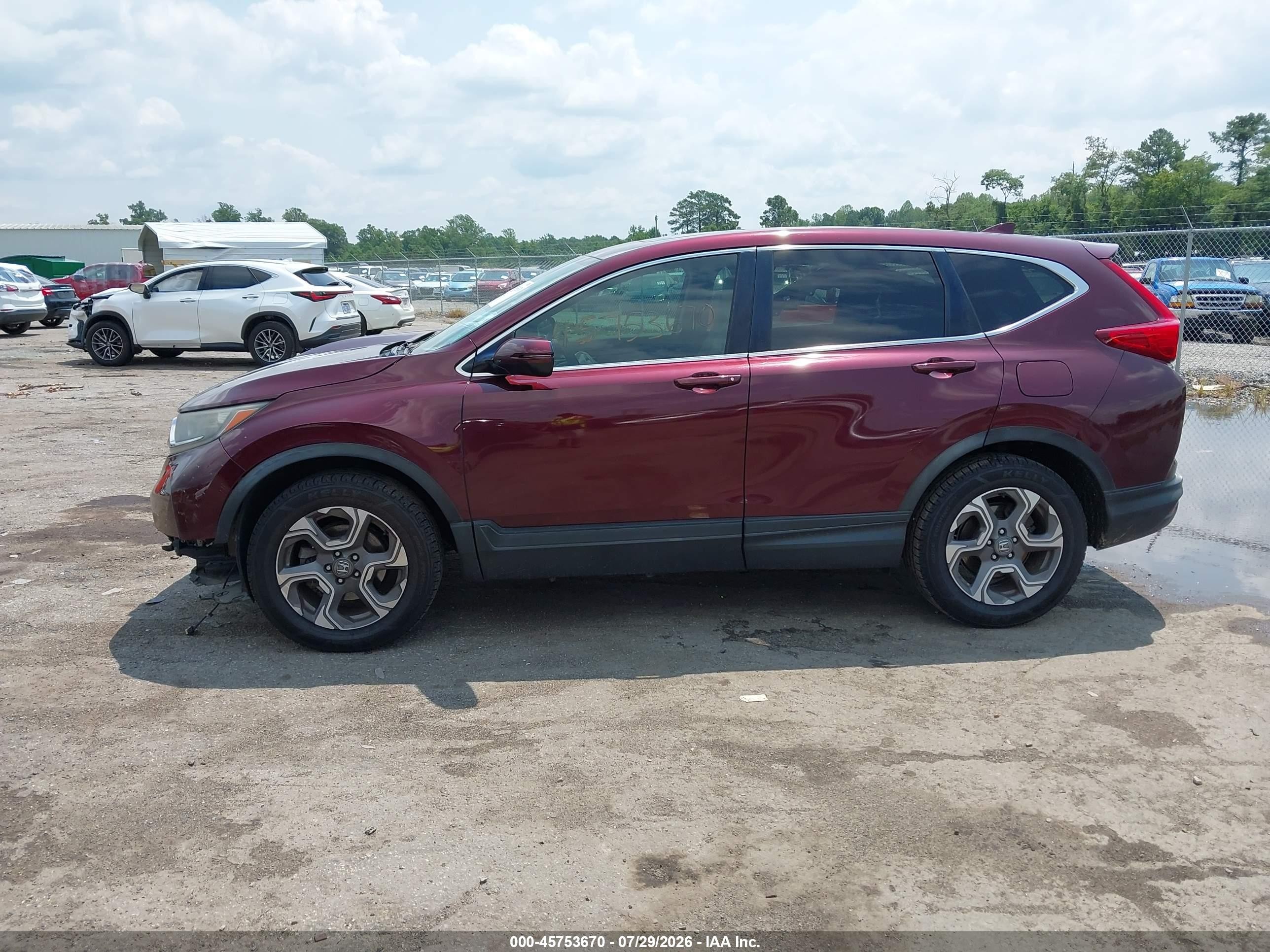 2019 Honda Cr-v Ex Burgundy vin: 7FARW2H50KE027628