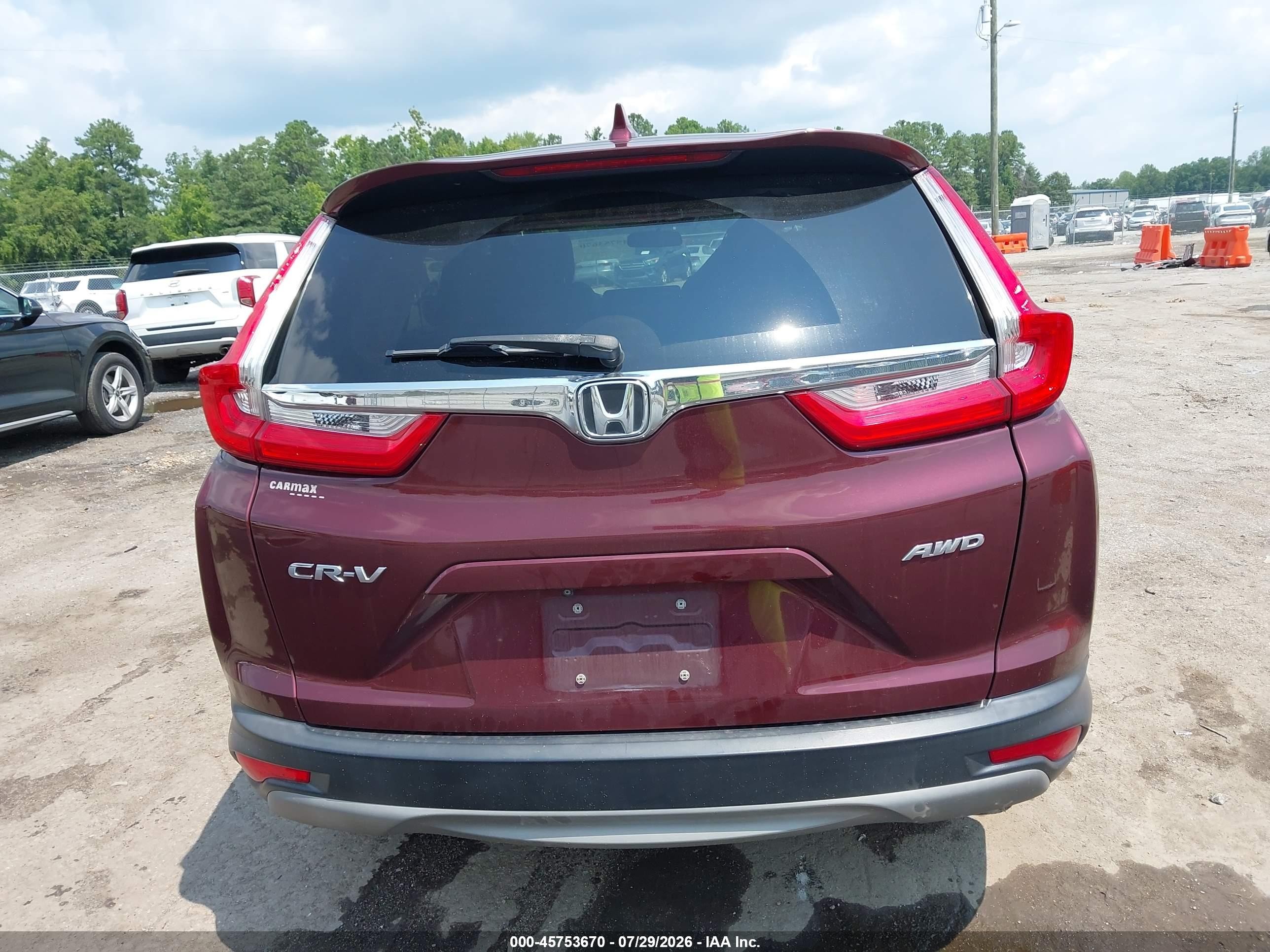 2019 Honda Cr-v Ex Burgundy vin: 7FARW2H50KE027628