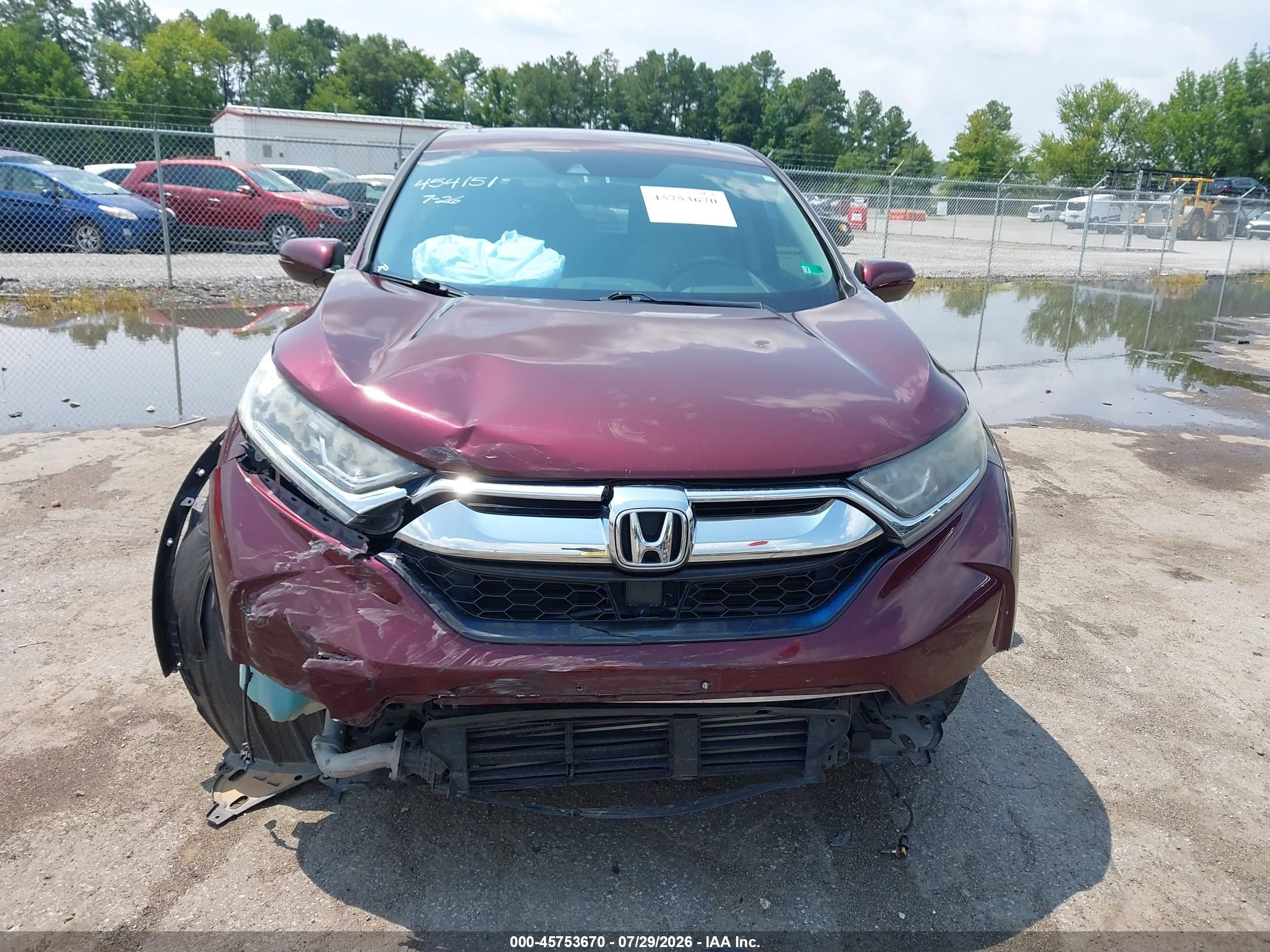 2019 Honda Cr-v Ex Burgundy vin: 7FARW2H50KE027628