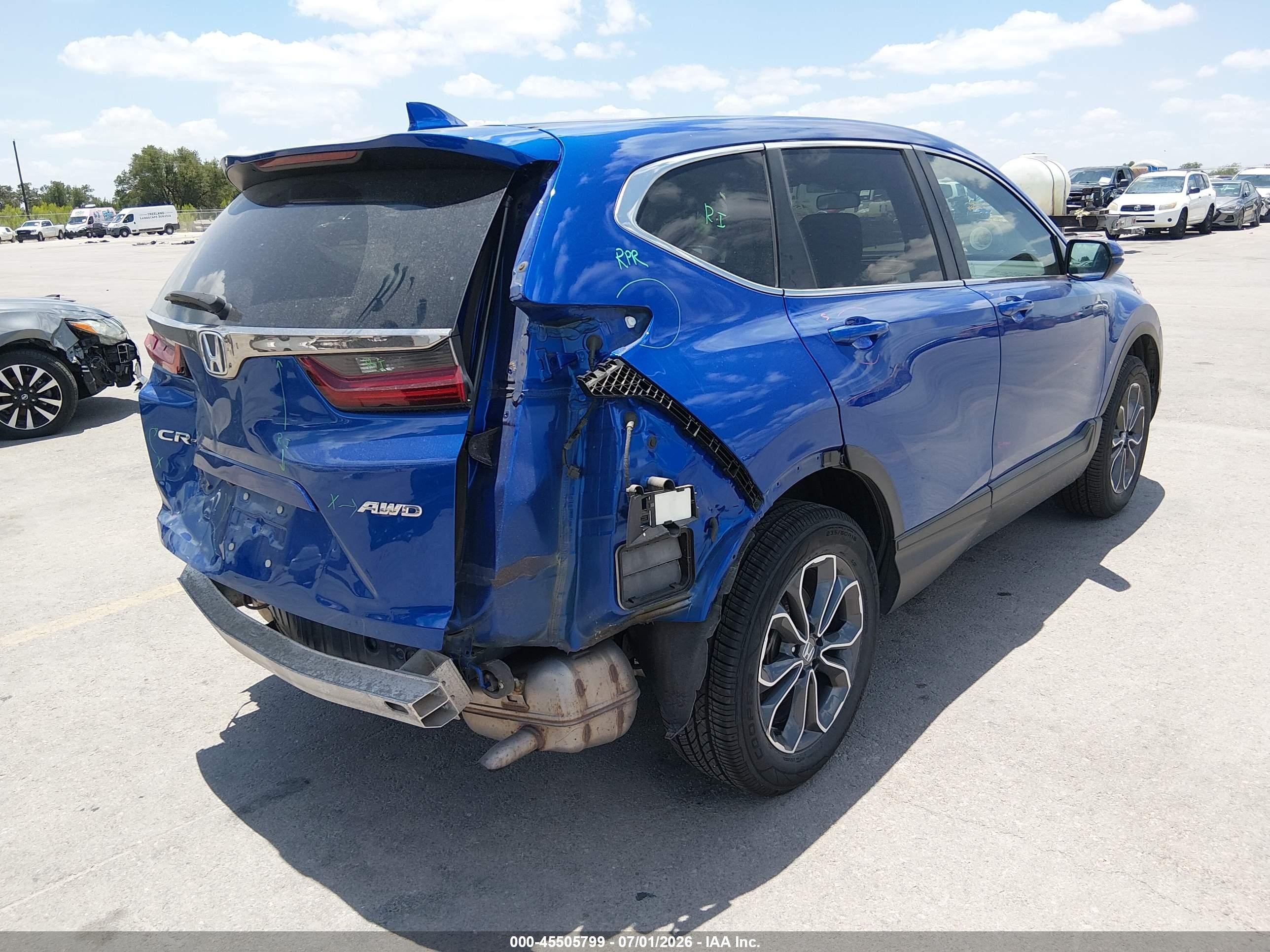 2021 Honda Cr-v Awd Ex Blue vin: 7FARW2H52ME005052