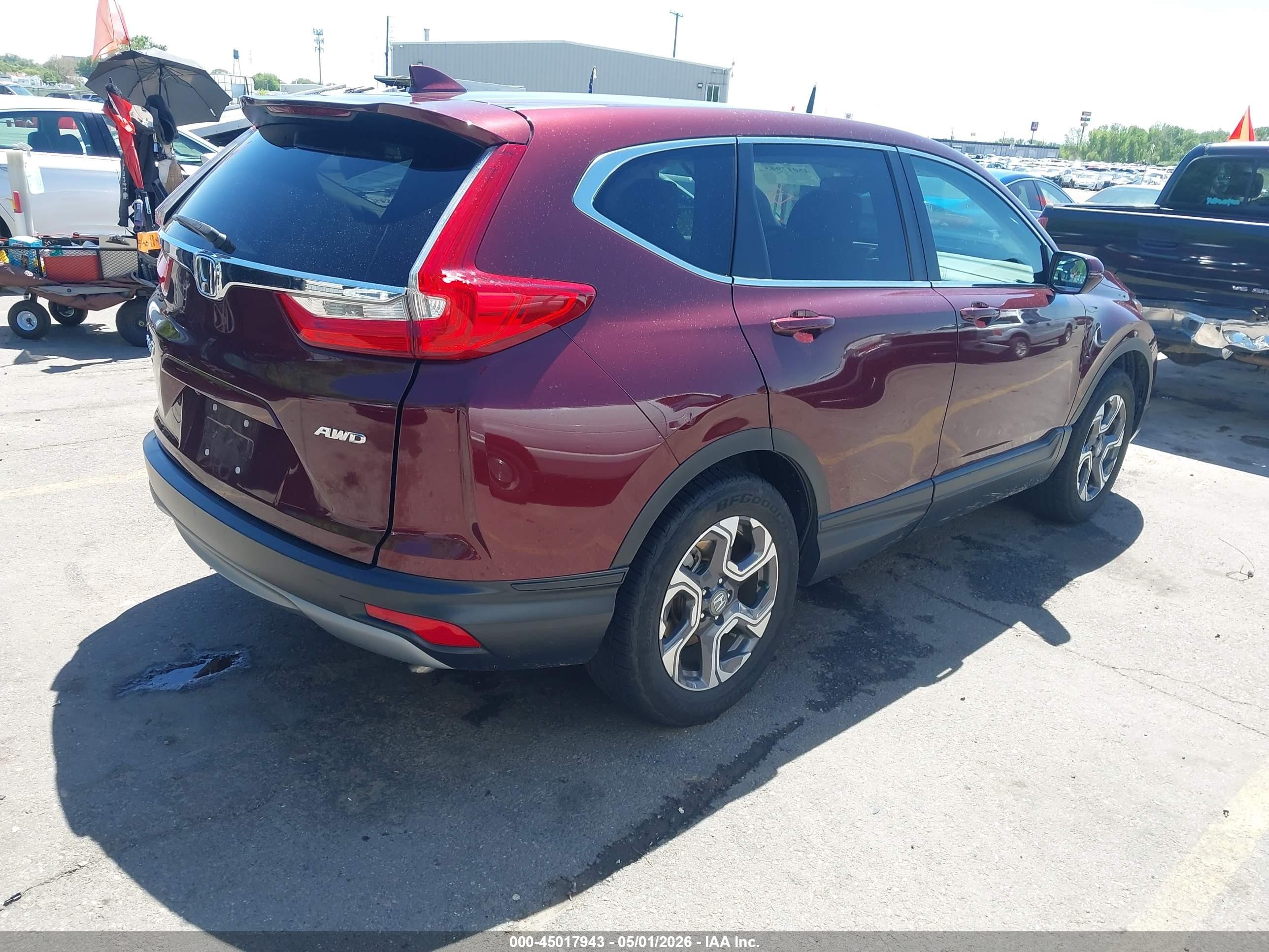 2018 Honda Cr-v Ex Maroon vin: 7FARW2H54JE001743