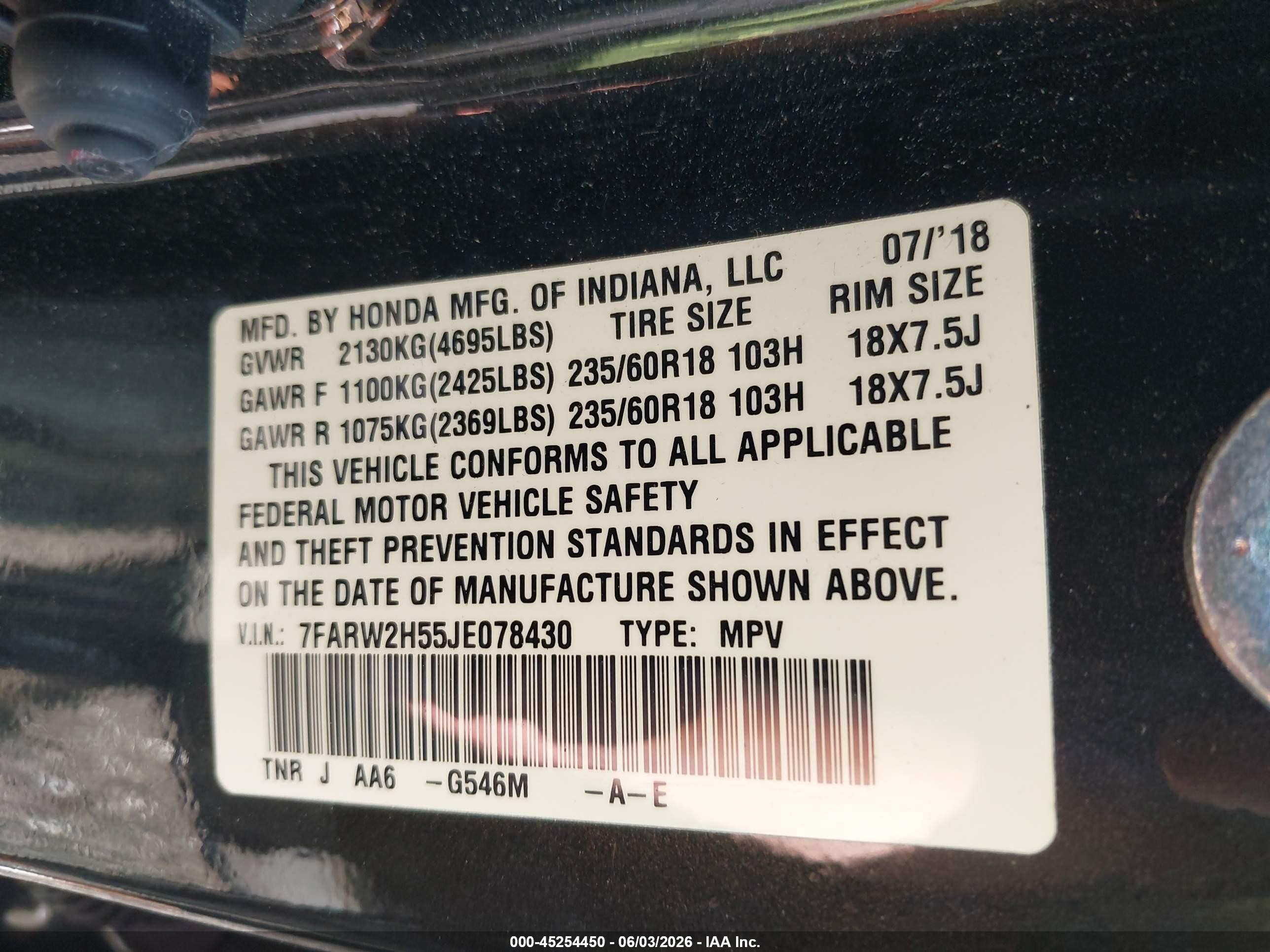 2018 Honda Cr-v Ex Black vin: 7FARW2H55JE078430