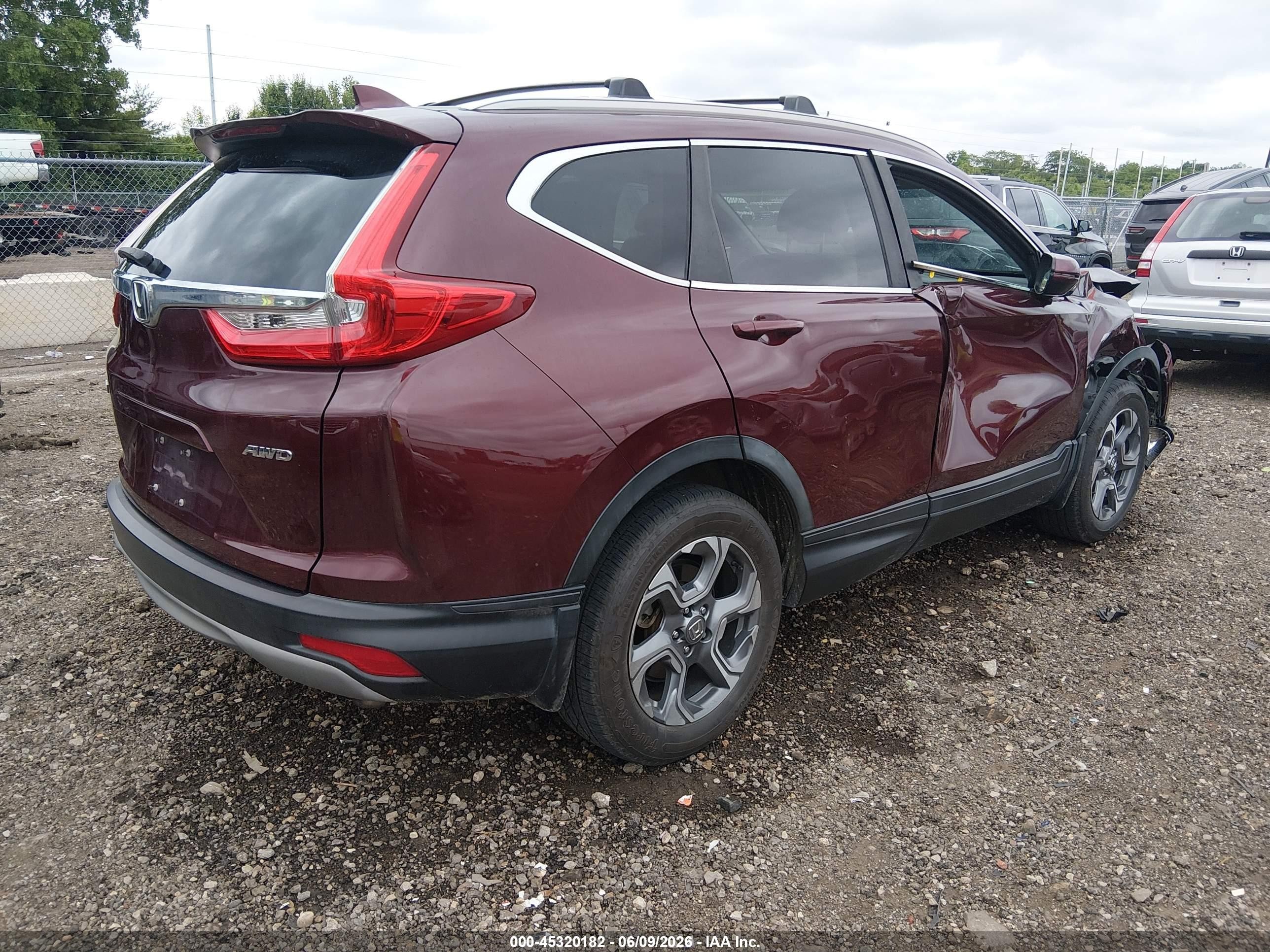 2019 Honda Cr-v Ex Maroon vin: 7FARW2H55KE001669