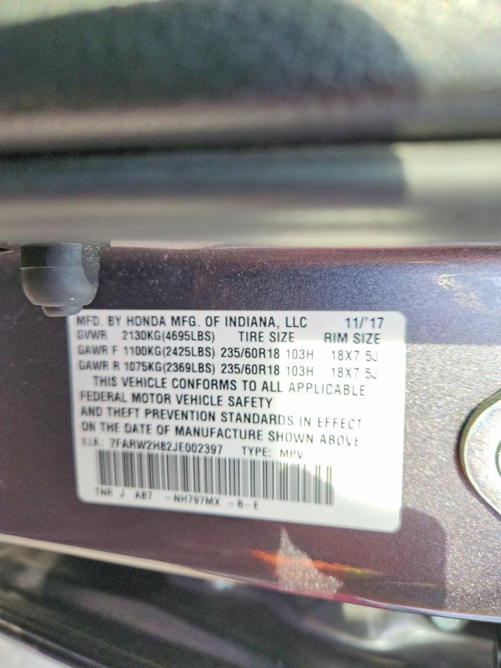 2018 Honda Cr-v Exl Gray vin: 7FARW2H82JE002397