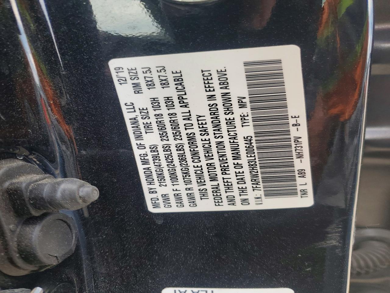 2020 Honda Cr-v Exl Black vin: 7FARW2H83LE006445