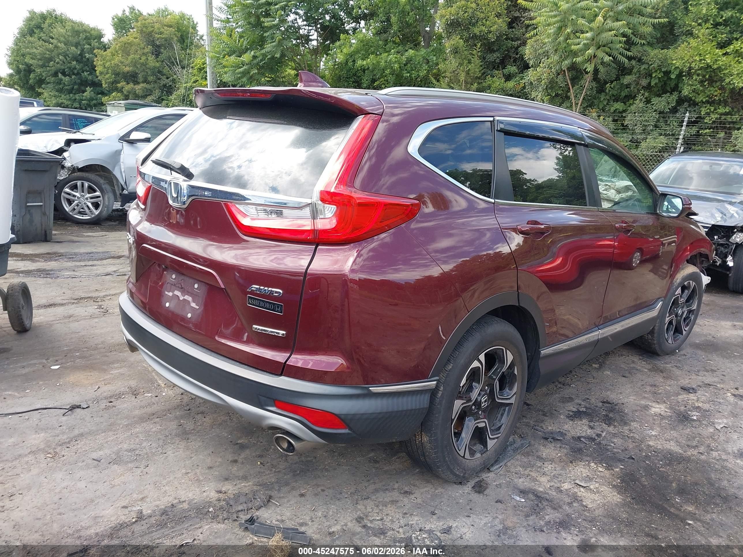 2018 Honda Cr-v Touring Burgundy vin: 7FARW2H97JE034397