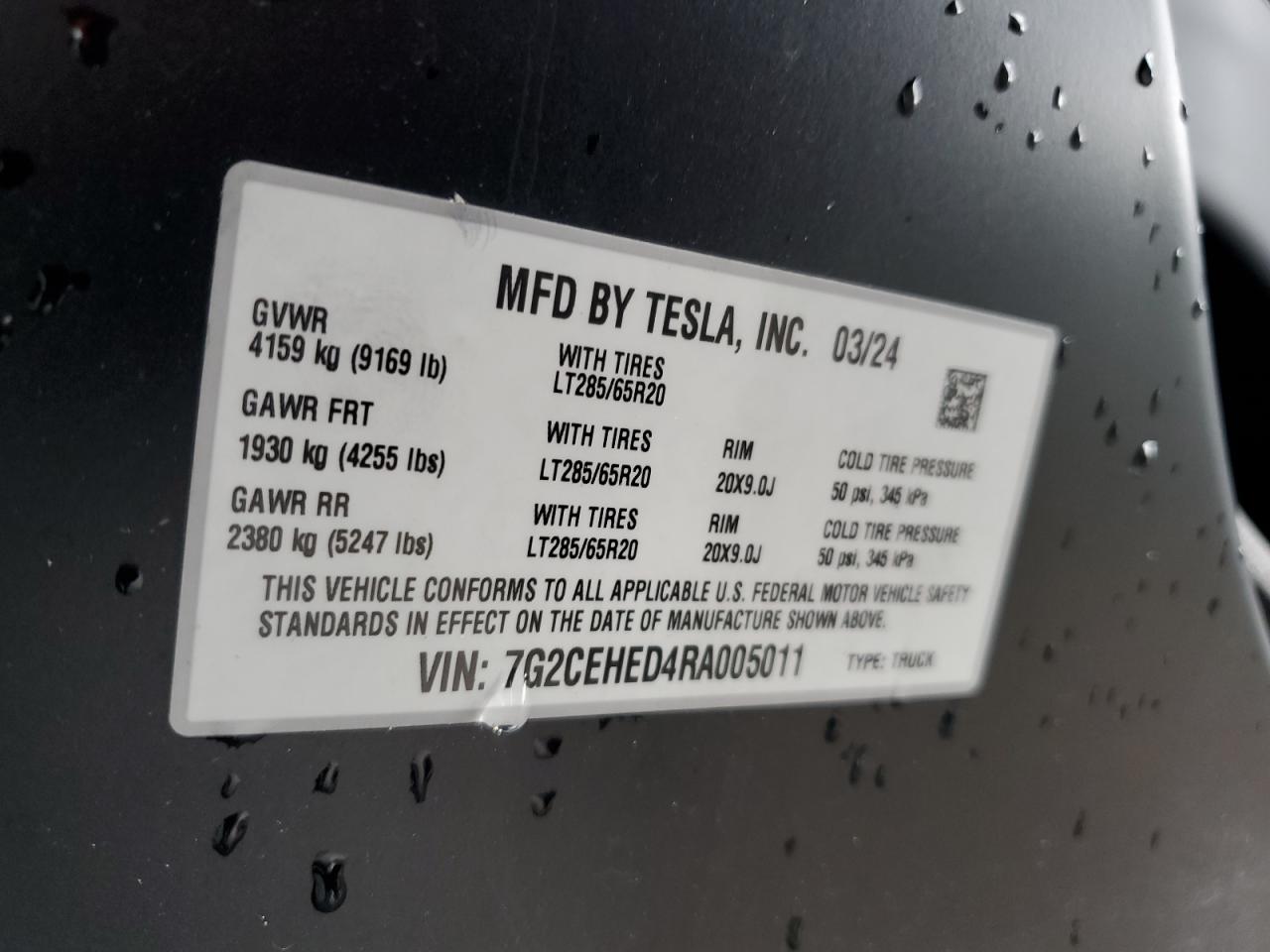 2024 Tesla Cybertruck Синий vin: 7G2CEHED4RA005011