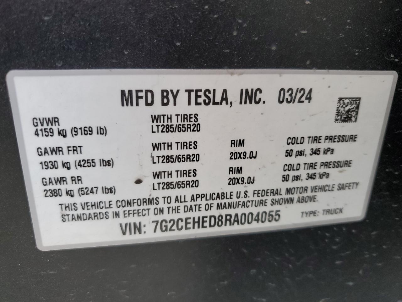 2024 Tesla Cybertruck Purple vin: 7G2CEHED8RA004055