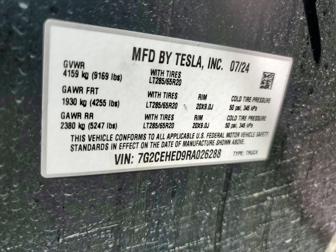 2024 Tesla Cybertruck Silver vin: 7G2CEHED9RA026288