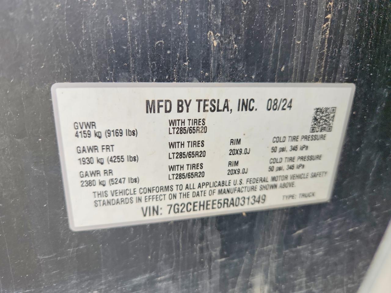 2024 Tesla Cybertruck Silver vin: 7G2CEHEE5RA031349