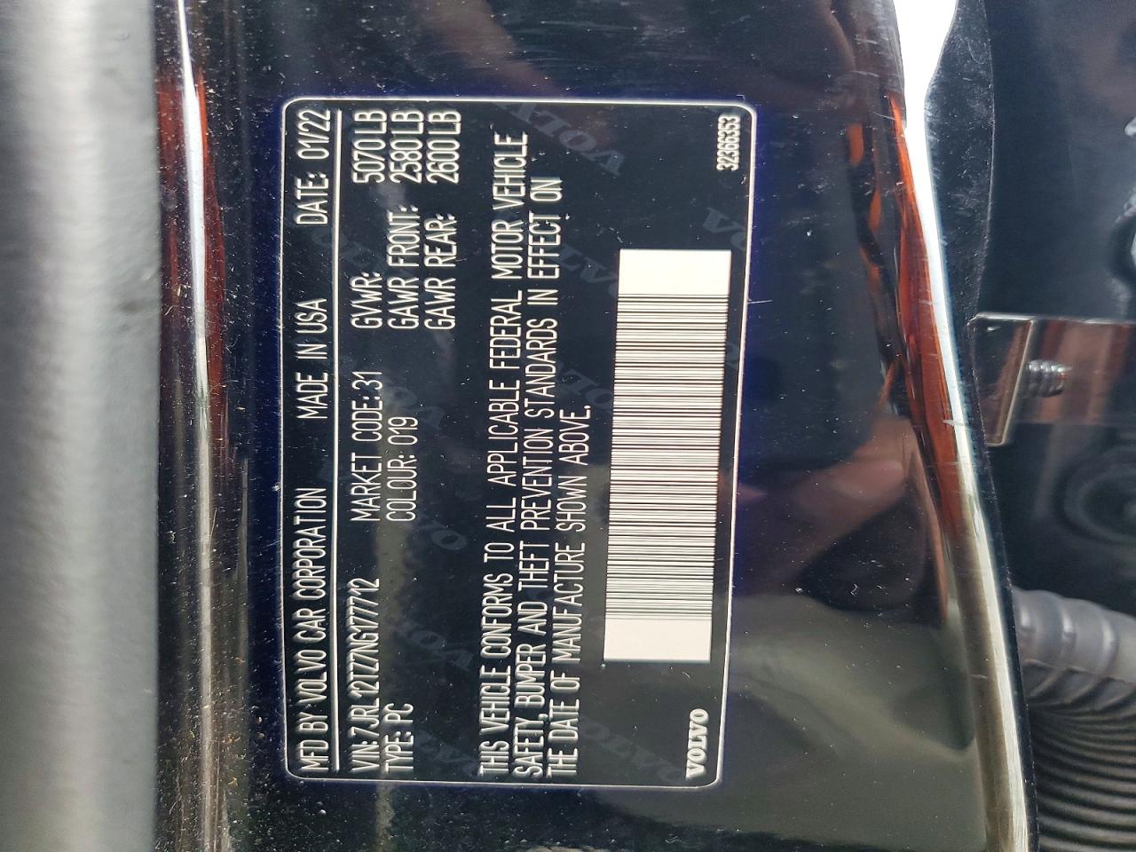 2022 Volvo S60 B5 Momentum Black vin: 7JRL12TZ7NG177712