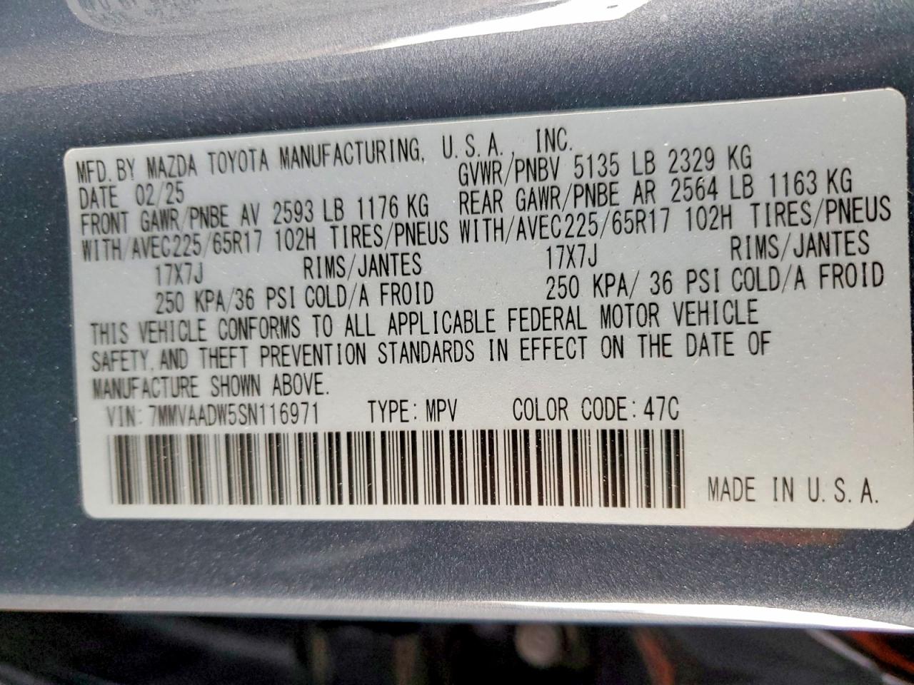 2025 Mazda Cx-50 Premium Blue vin: 7MMVAADW5SN116971