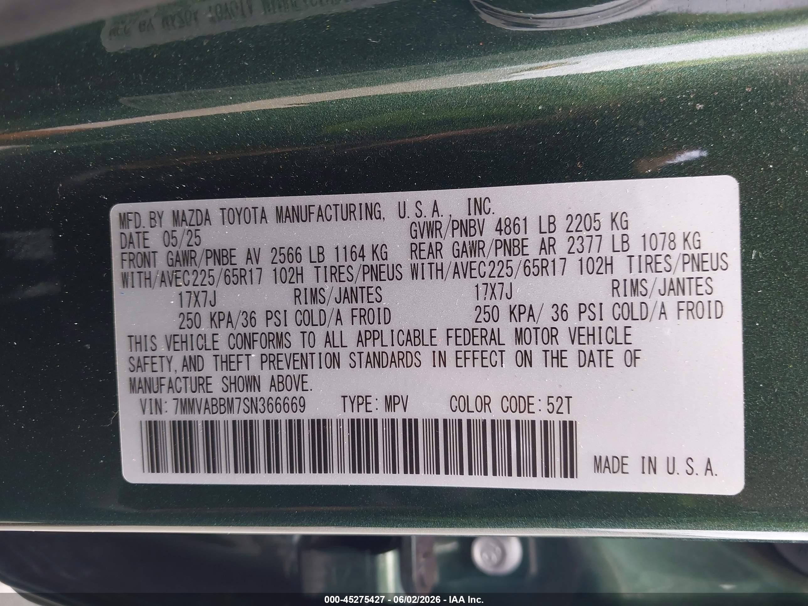 2025 Mazda Cx-50 2.5 S Preferred Package Green vin: 7MMVABBM7SN366669