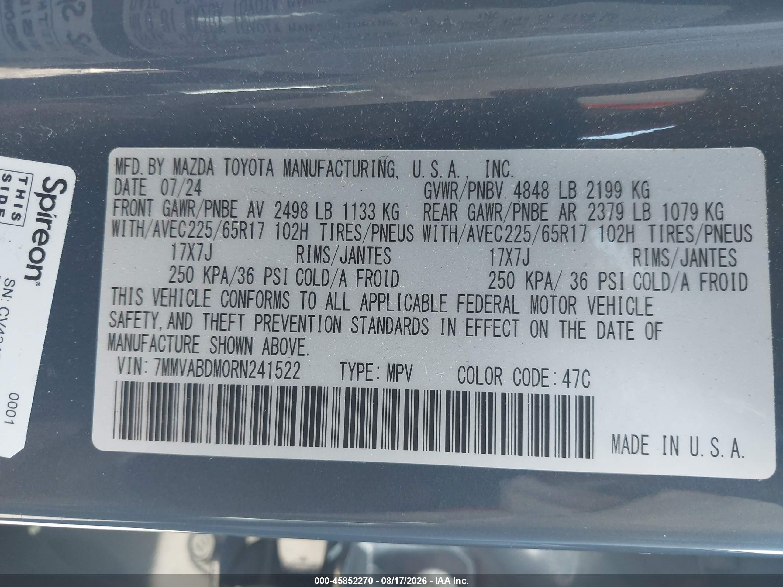 2024 Mazda Cx-50 2.5 S Premium Серый vin: 7MMVABDM0RN241522