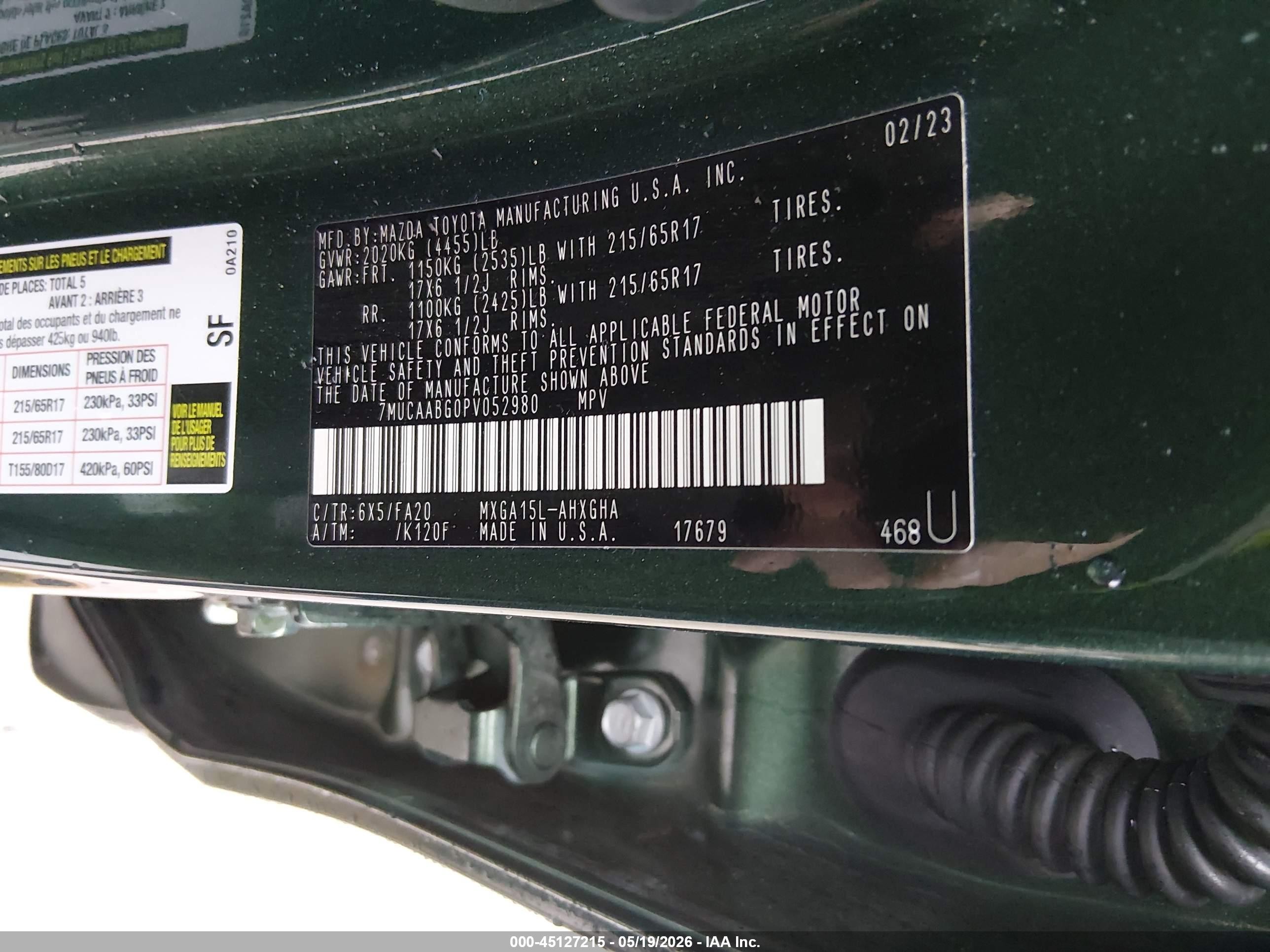 2023 Toyota Corolla Cross Le Green vin: 7MUCAABG0PV052980