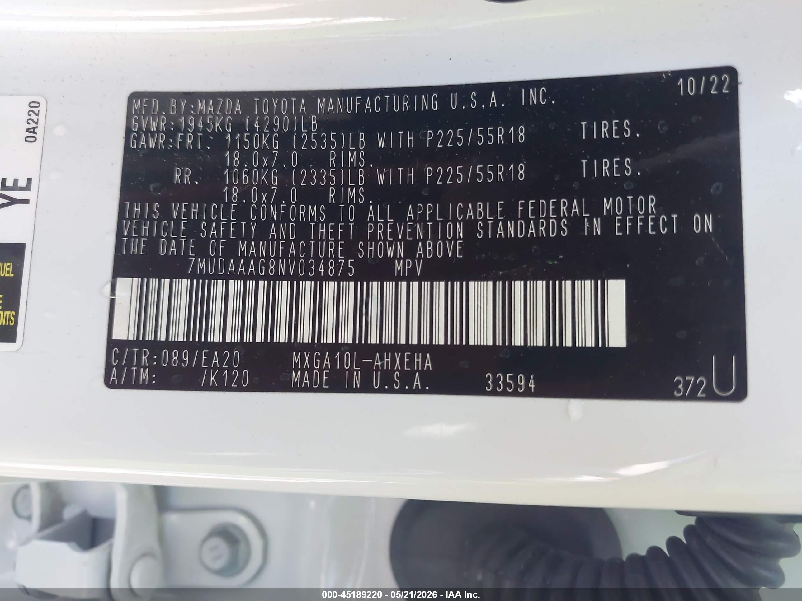 2022 Toyota Corolla Cross Xle White vin: 7MUDAAAG8NV034875