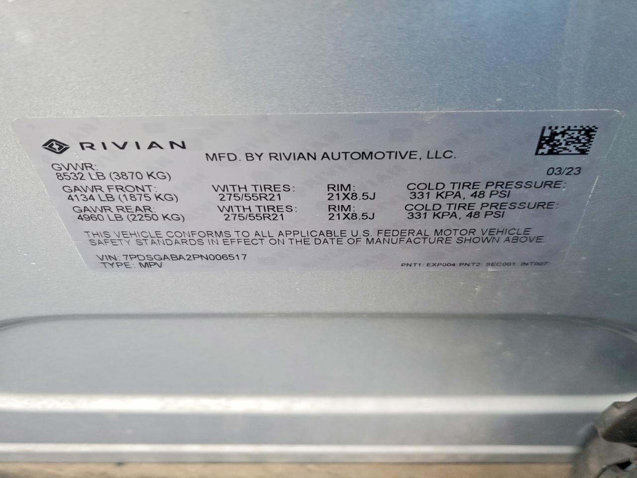 2023 Rivian R1s Adventure Silver vin: 7PDSGABA2PN006517