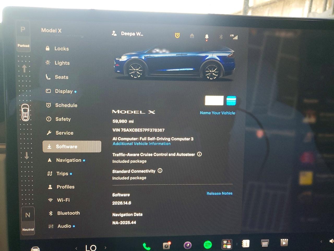 2023 Tesla Model X Blue vin: 7SAXCBE57PF378367