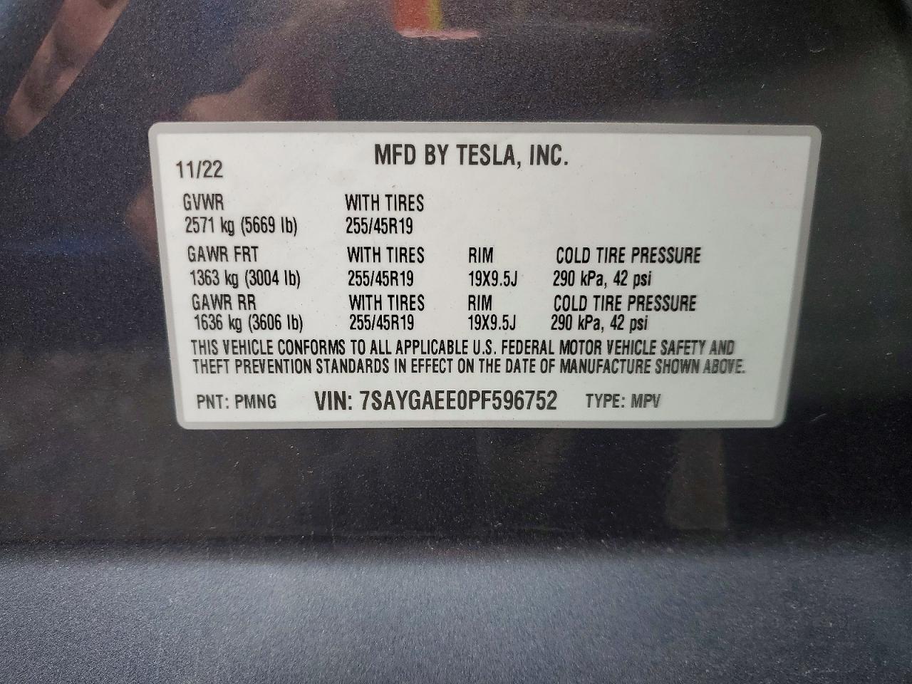 2023 Tesla Model Y Charcoal vin: 7SAYGAEE0PF596752