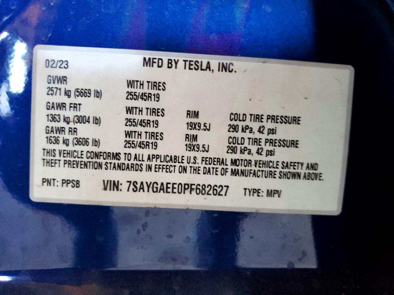 2023 Tesla Model Y Синий vin: 7SAYGAEE0PF682627
