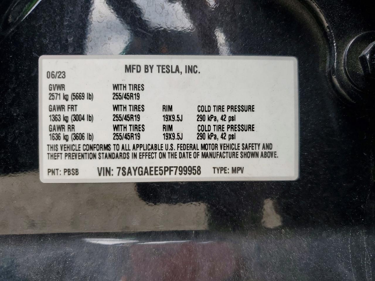2023 Tesla Model Y Black vin: 7SAYGAEE5PF799958