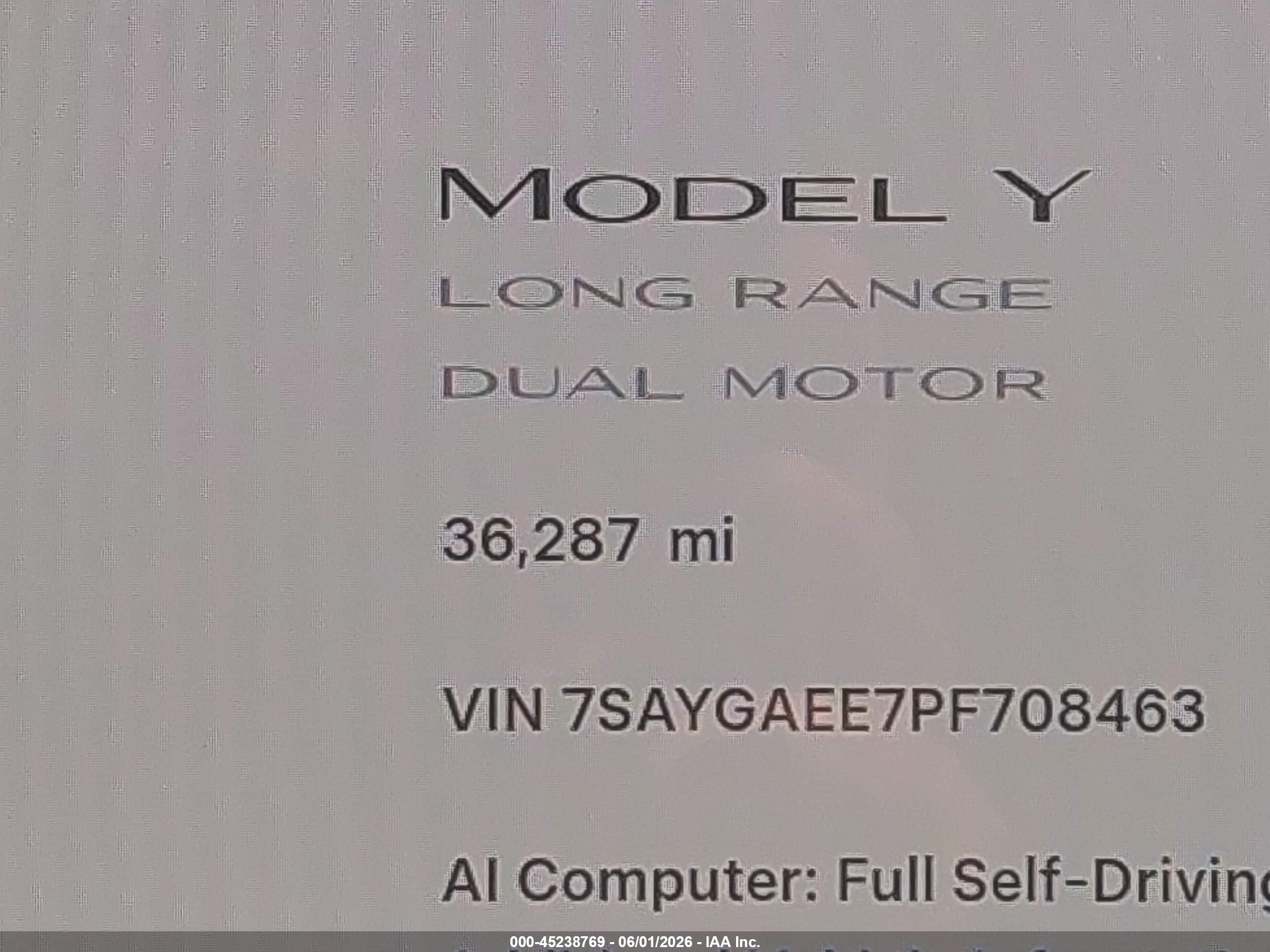 2023 Tesla Model Y   Белый vin: 7SAYGAEE7PF708463
