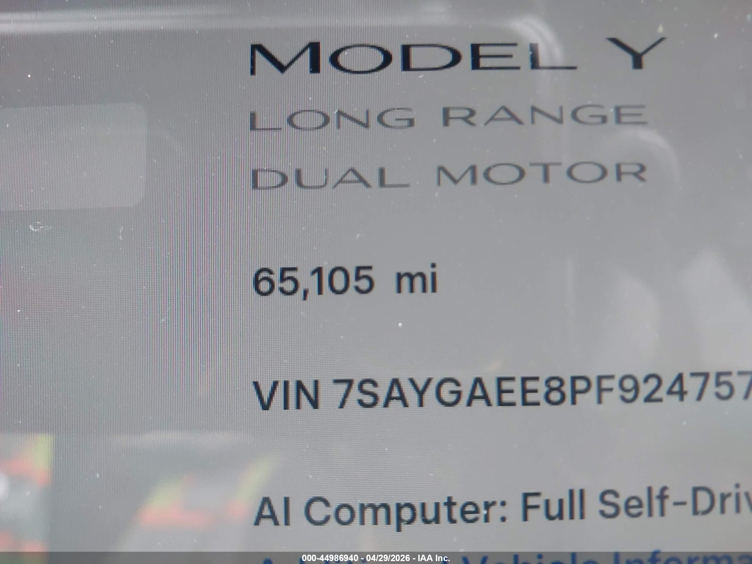 2023 Tesla Model Y Awd/long Range Dual Motor All-wheel Drive Black vin: 7SAYGAEE8PF924757