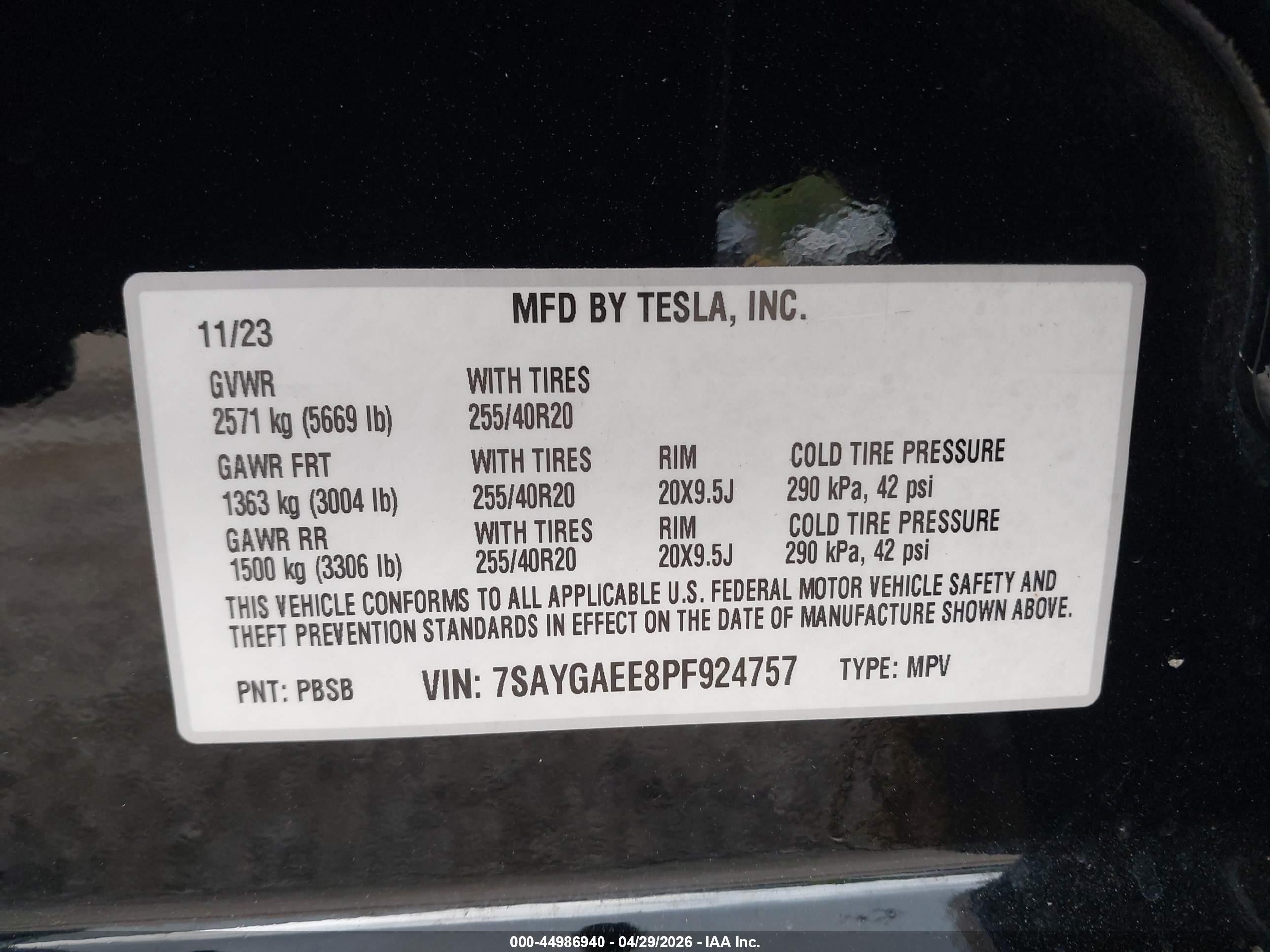 2023 Tesla Model Y Awd/long Range Dual Motor All-wheel Drive Black vin: 7SAYGAEE8PF924757