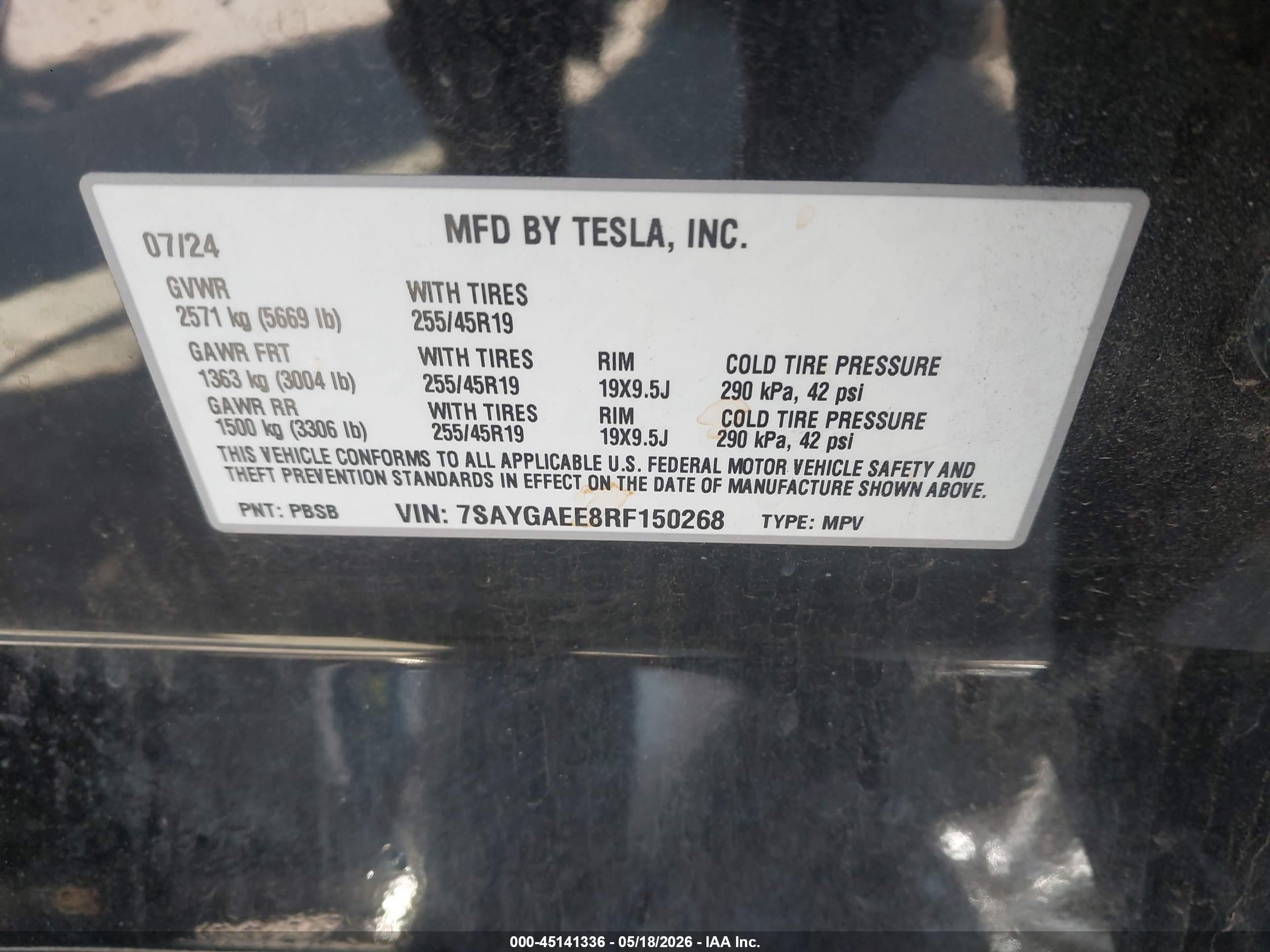 2024 Tesla Model Y Long Range Dual Motor All-wheel Drive Black vin: 7SAYGAEE8RF150268