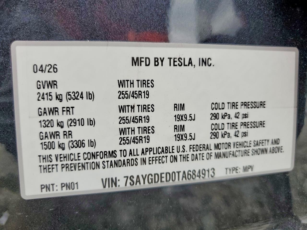 2026 Tesla Model Y Charcoal vin: 7SAYGDED0TA684913