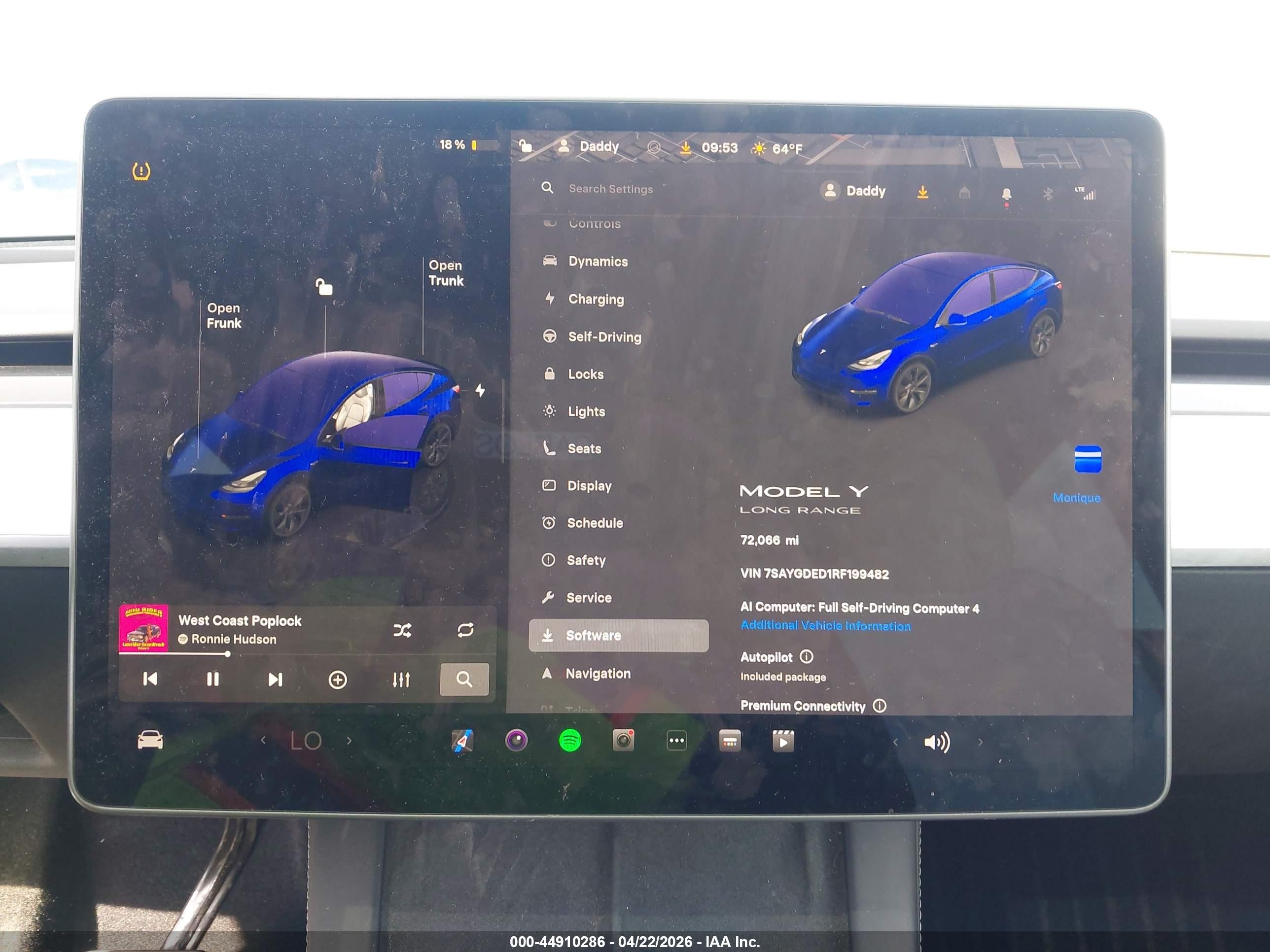 2024 Tesla Model Y Long Range Single Motor Rear-wheel Drive/rwd Black vin: 7SAYGDED1RF199482